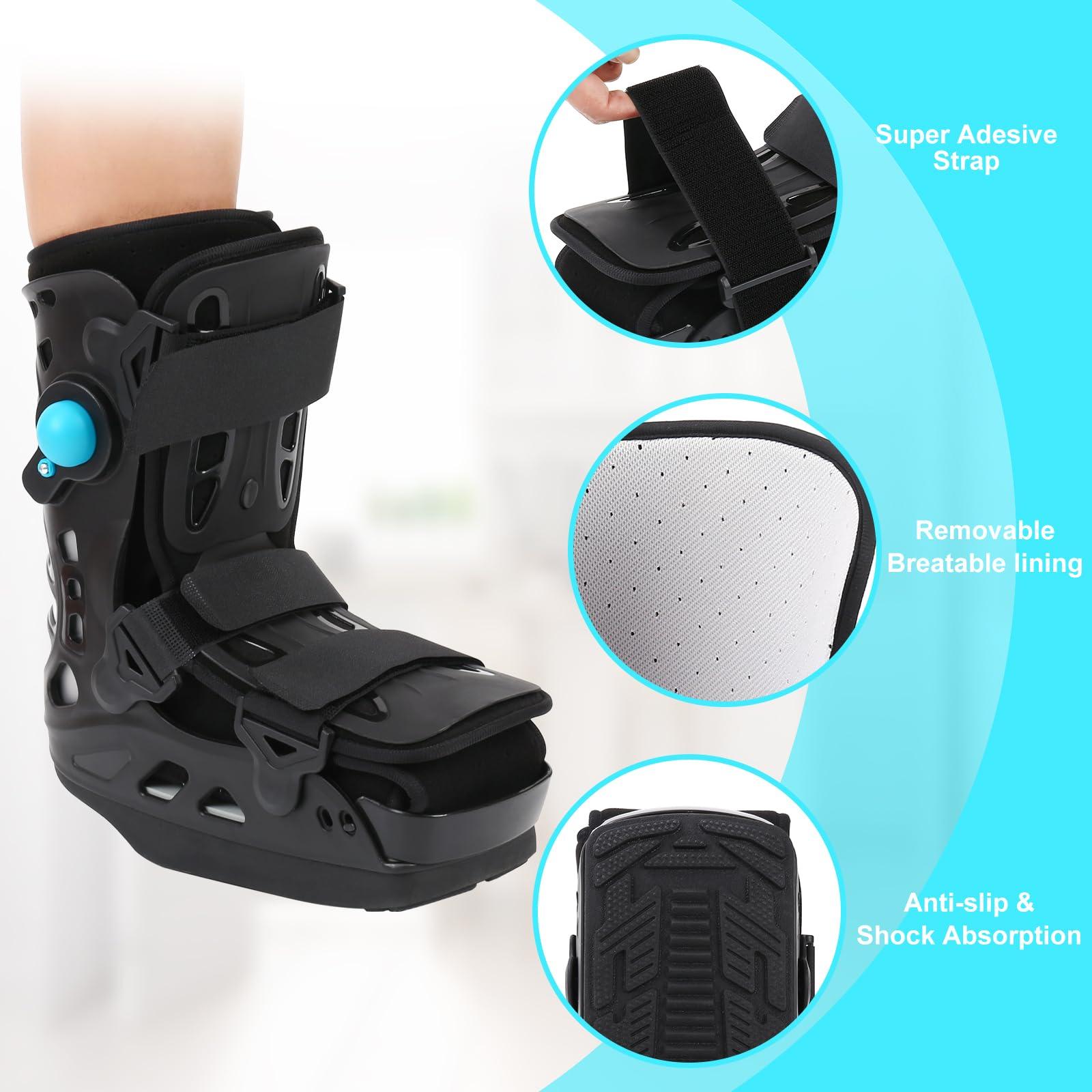 Tairibousy Offloading Walking Boot for Heel Pain or Ankle Sprained Medical Inflatable Walker Fracture Boot Short Air Cam Walker Brace for Fracture, Plantar Fasciitis, Achilles Tendon Injury, Ulcerations (L)