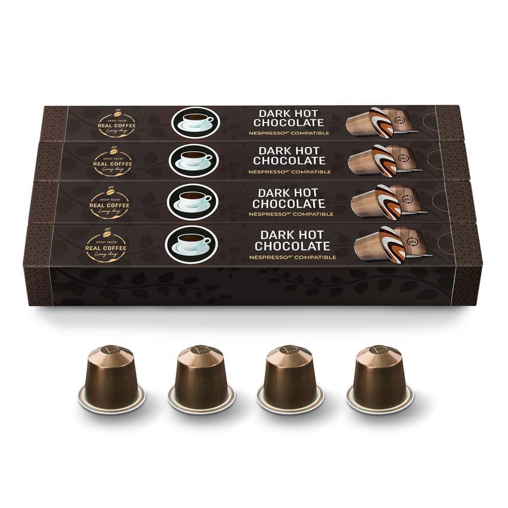 Real Coffee RICH & CREAMY Hot Chocolate Pods | Compatible with Nespresso | 40 Dark Chocolate Alu capsules | Perfect for a delicious Caf Mocha or the kids