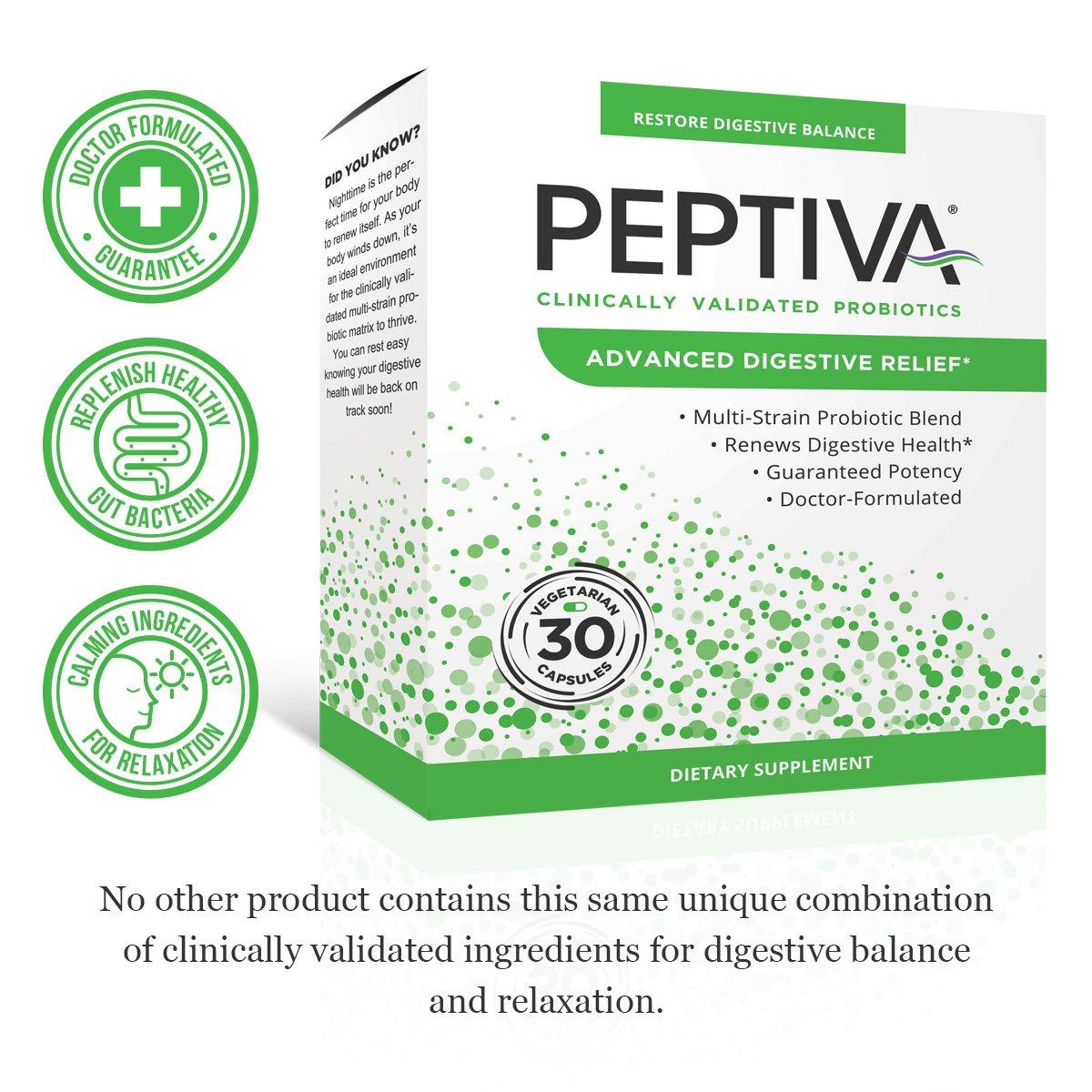 Peptiva Peptiva Advanced 50 Billion CFU Probiotic - Digestive Relief - Clinically Validated, Premium Probiotic