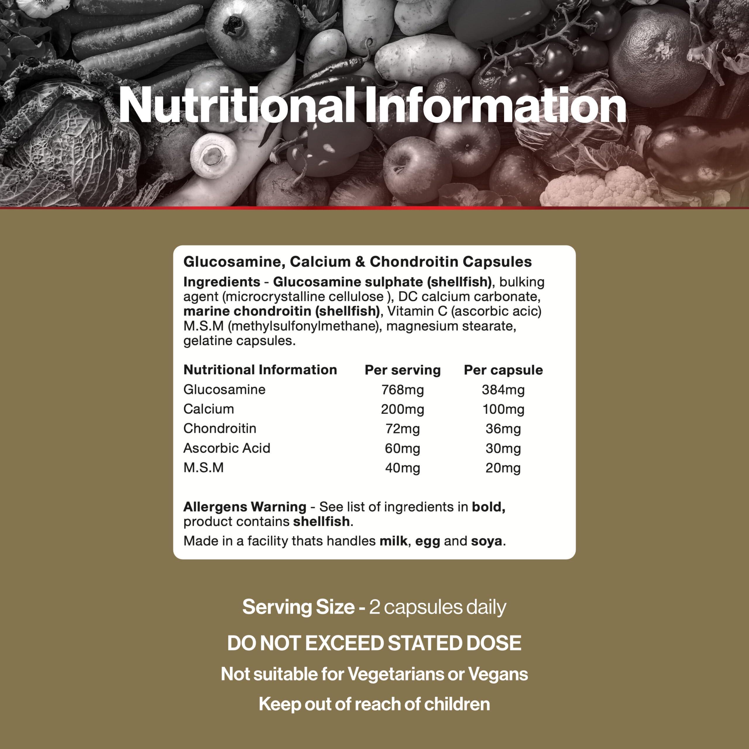 Vit Direct Vit Direct - Glucosamine, Calcium & Chondroitin (with MSM Complex) - 120 Triple Action Capsules - Joint Care Supplement - Supports Joint Health - Designed to Reduce Joint Pain