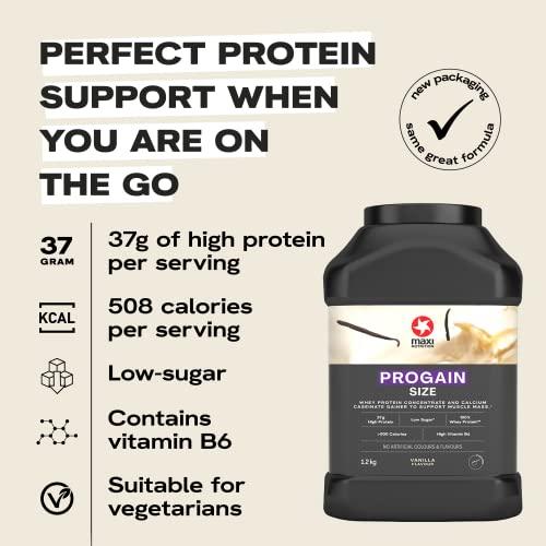 MaxiNutrition MaxiNutrition Progain - Vanilla - Whey Protein Powder Sports Supplement Shake for Size & Mass - 1.2kg - 10 Servings