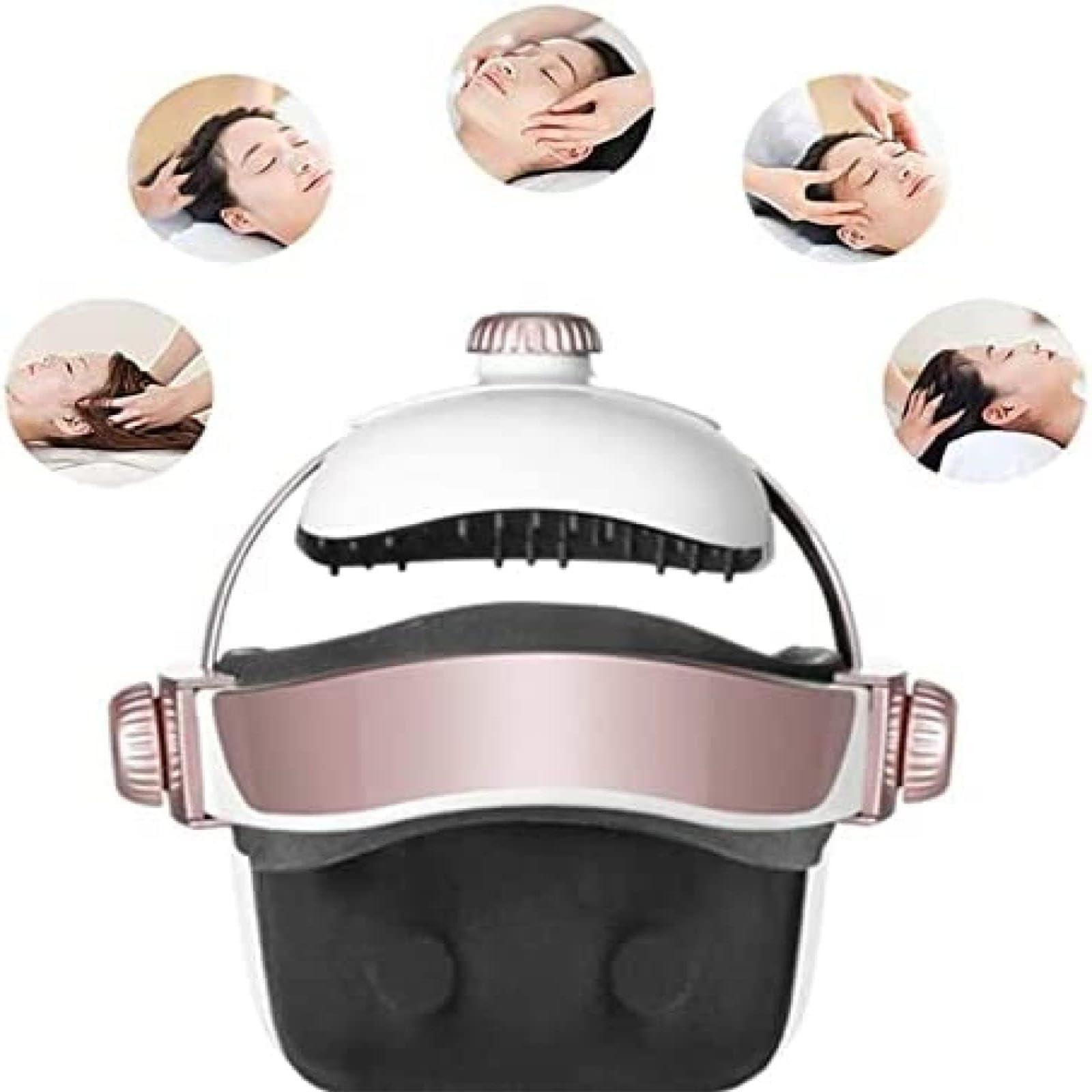 HEAXIY Electric Head Massager, Neck Massage Helmet with Heat, Kneading, Air Compression, Acupuncture Points Massager for Headache, Stress Relief, Deep Sleeping