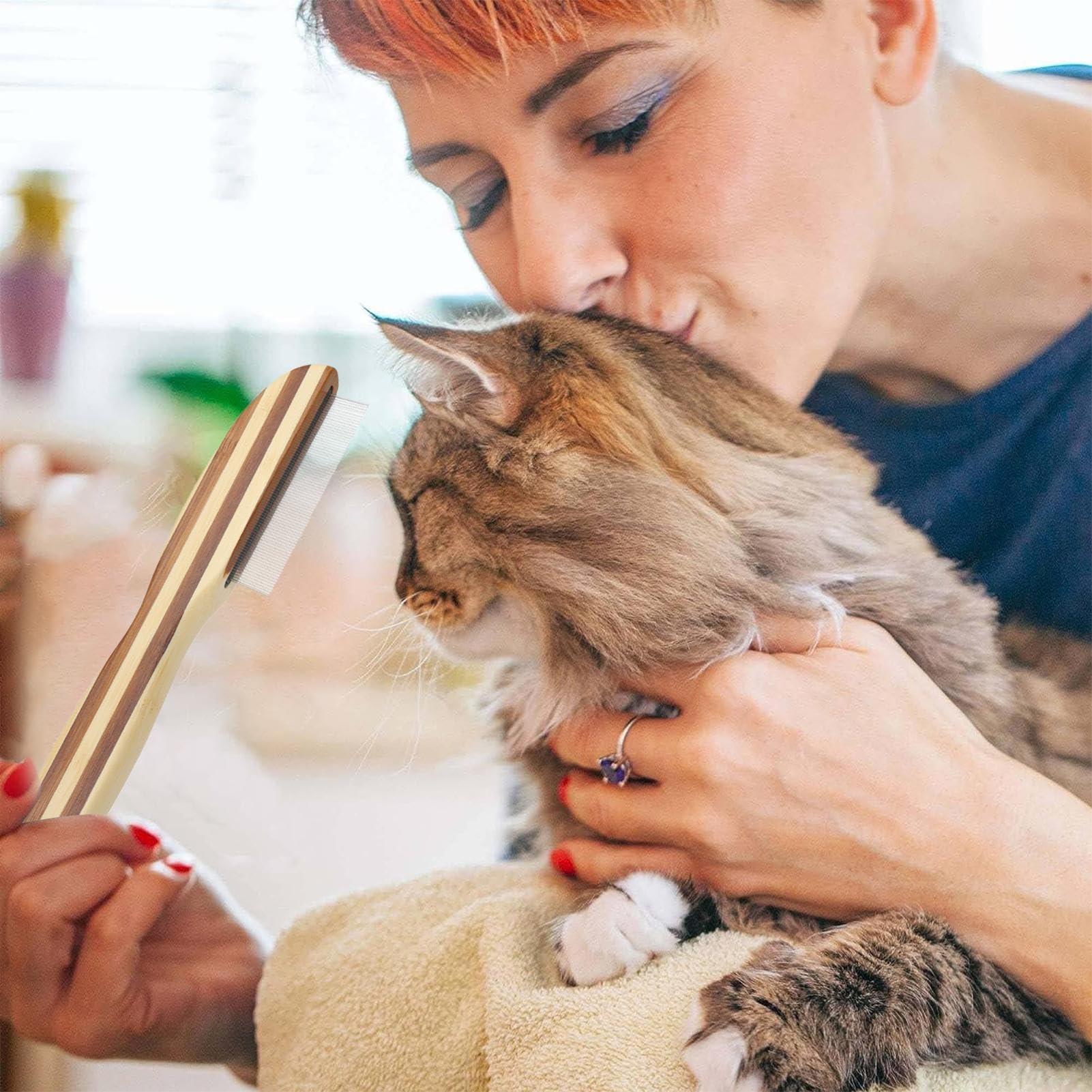 FreshCart Basics Fine Tooth Comb For Dandruff - Scalp Cleaning Comb | Metal Lice Comb | Dandruff Removal Tool With Wood Handle | Practical Lice Brush Comb | Dandruff Removal Comb For Children Adults Pets