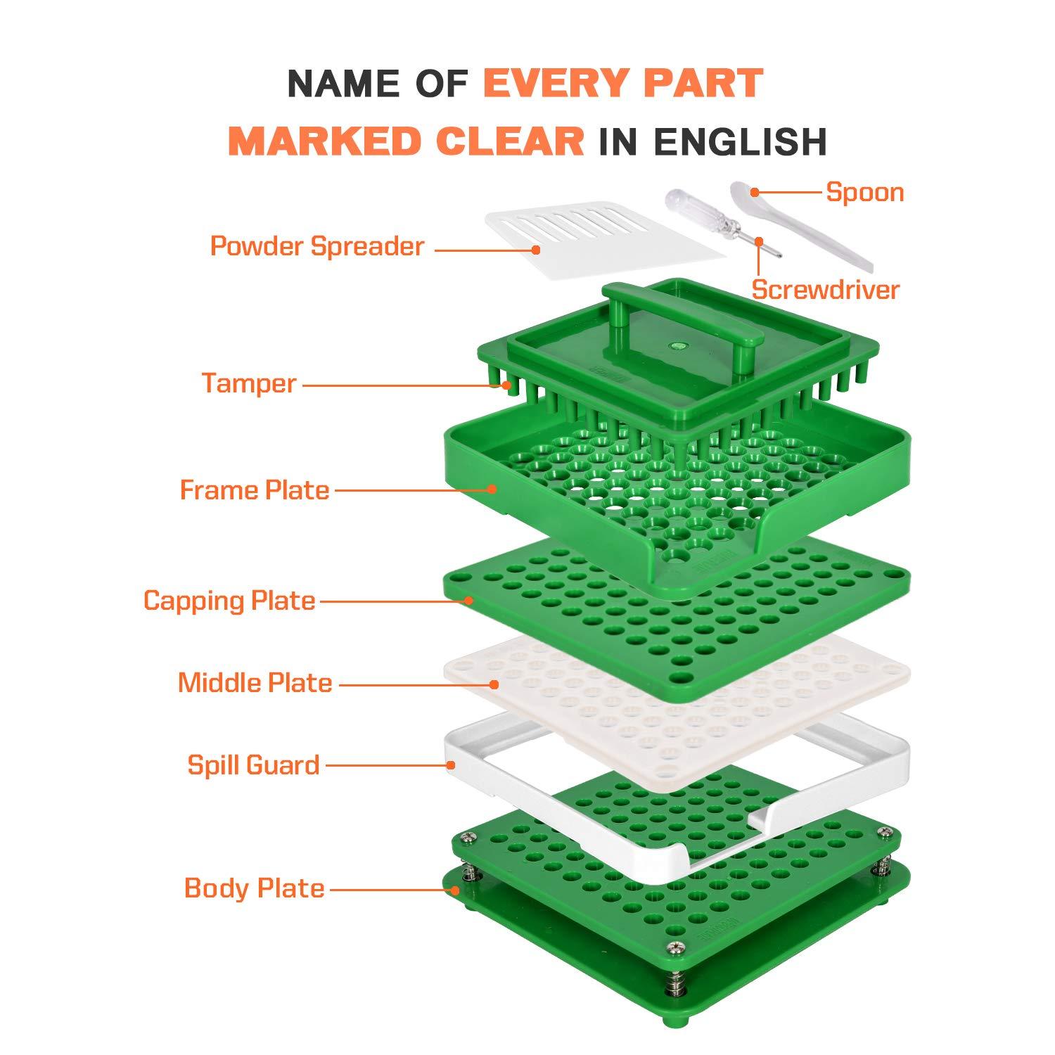 wananfu WANANFU Capsule Filling Machine for Size 000 Empty Capsules Vegetarian or Gelatin, Detailed Instructions and Spoon Included