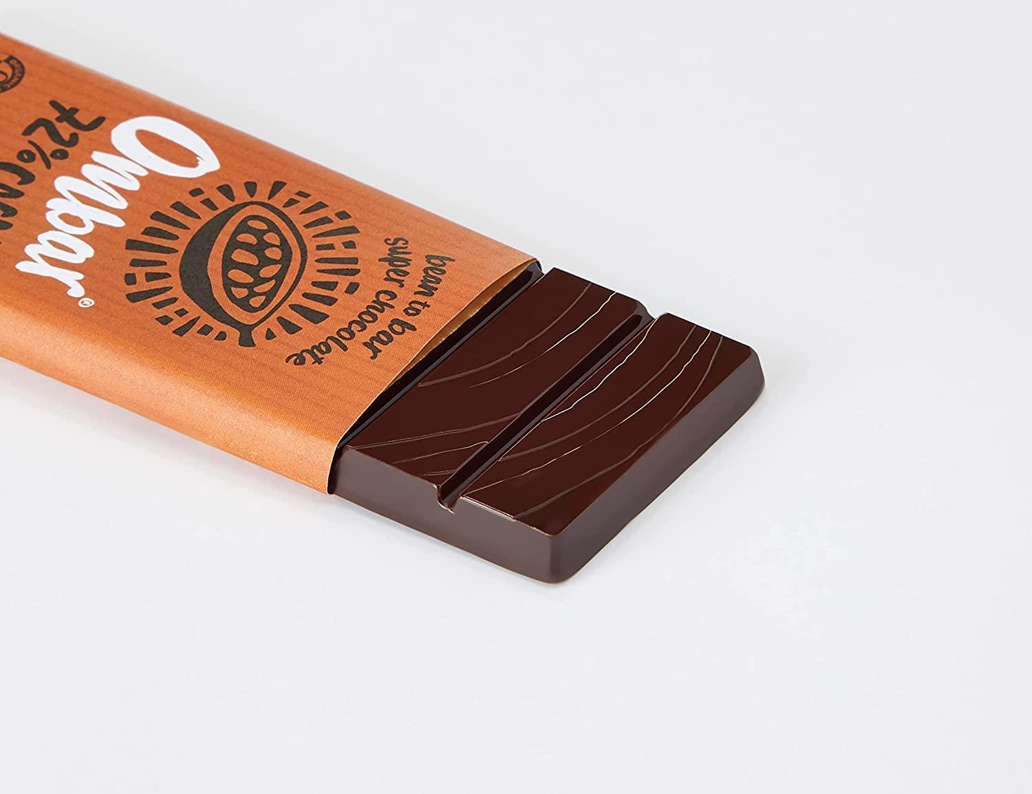 OMBAR Vegan Chocolate Bar - Ombar 72% Dark Chocolate (35g x 10 bars) - Organic Fair Trade Chocolate - Dairy and Gluten Free - Raw Cacao