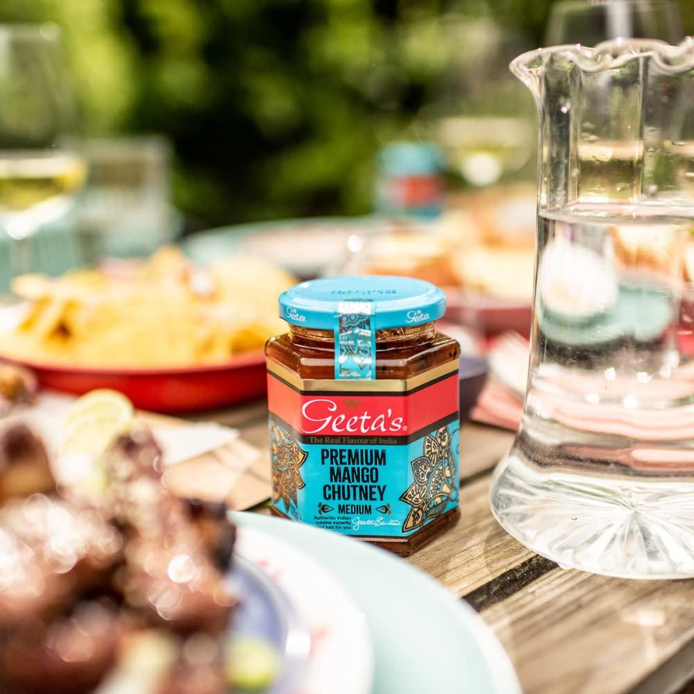 Geeta's Geeta\'s Premium Mango Chutney 320 Grams (6 Pack) - The Real Flavour of India - Indian Mangoes & Aromatic Spices - No Artificial Flavours or Colours