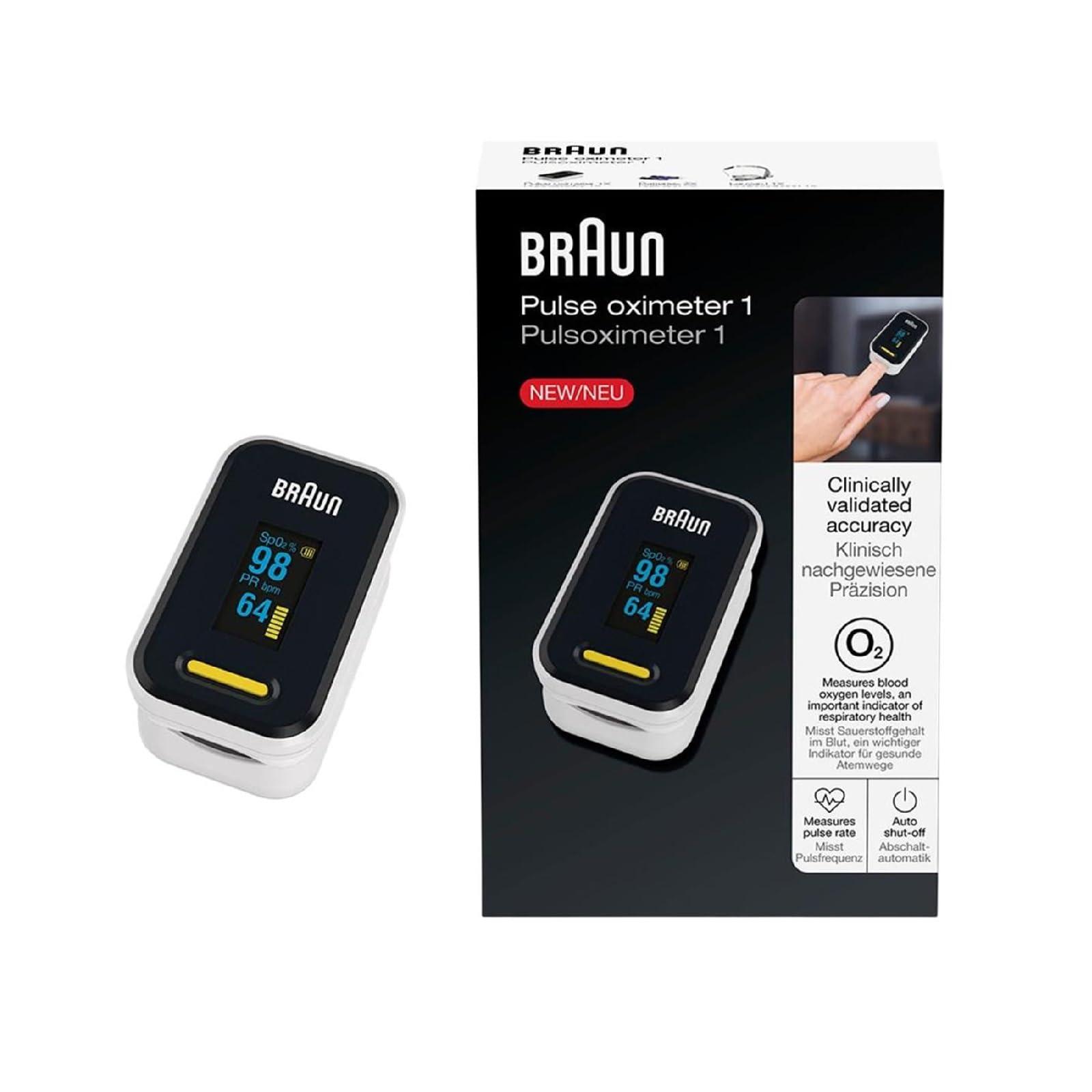 Braun Braun Pulse Oximeter 1 - Accurate Blood Oxygen Finger Monitor - Clinically Validated - Easy-to-use at Home - For COPD, Pneumonia, Sleep Apnea Sufferers - Great for Athletes- YK-81CEU
