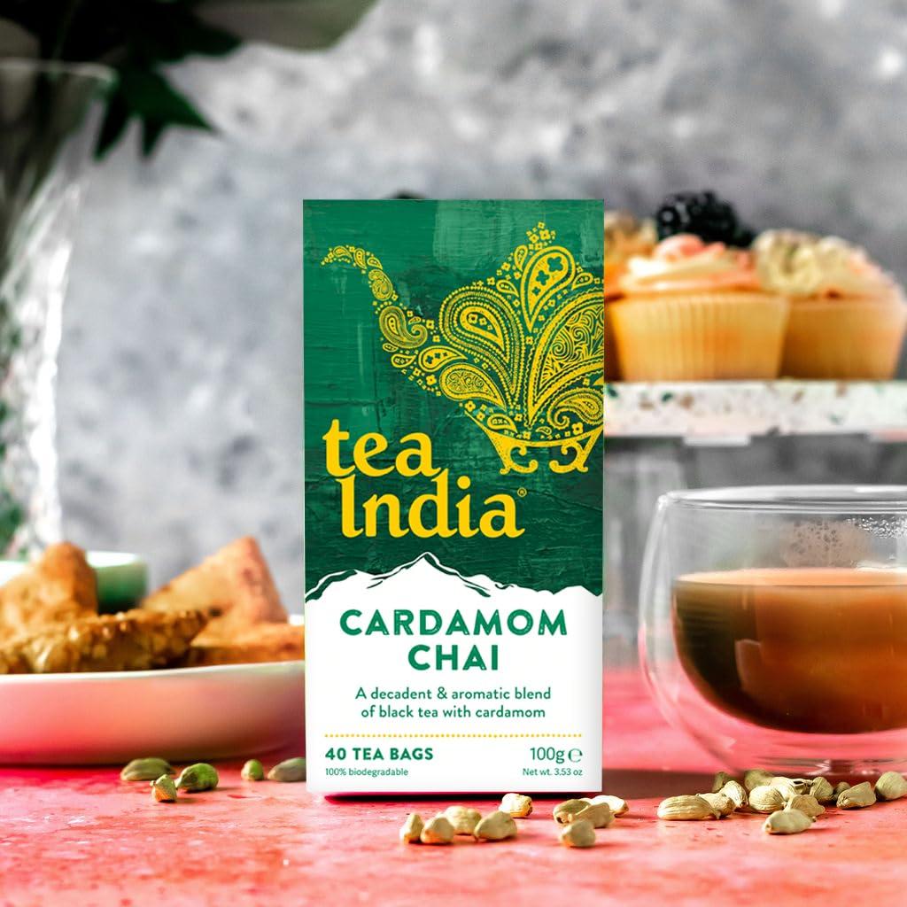 Tea India Tea India Chai Tea Bags (4 Packs of 40 Biodegradable Tea Bags) Rainforest Alliance Certified (Mixed Chai)