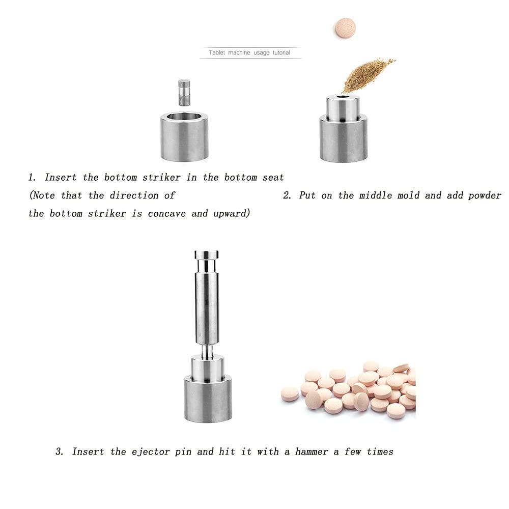 ANLONGLI Manual Milk Tablet Press Machine Hand Pill Press Machine Pill Making Tool Sugar Slice Making Device for Home Kitchen,12mm