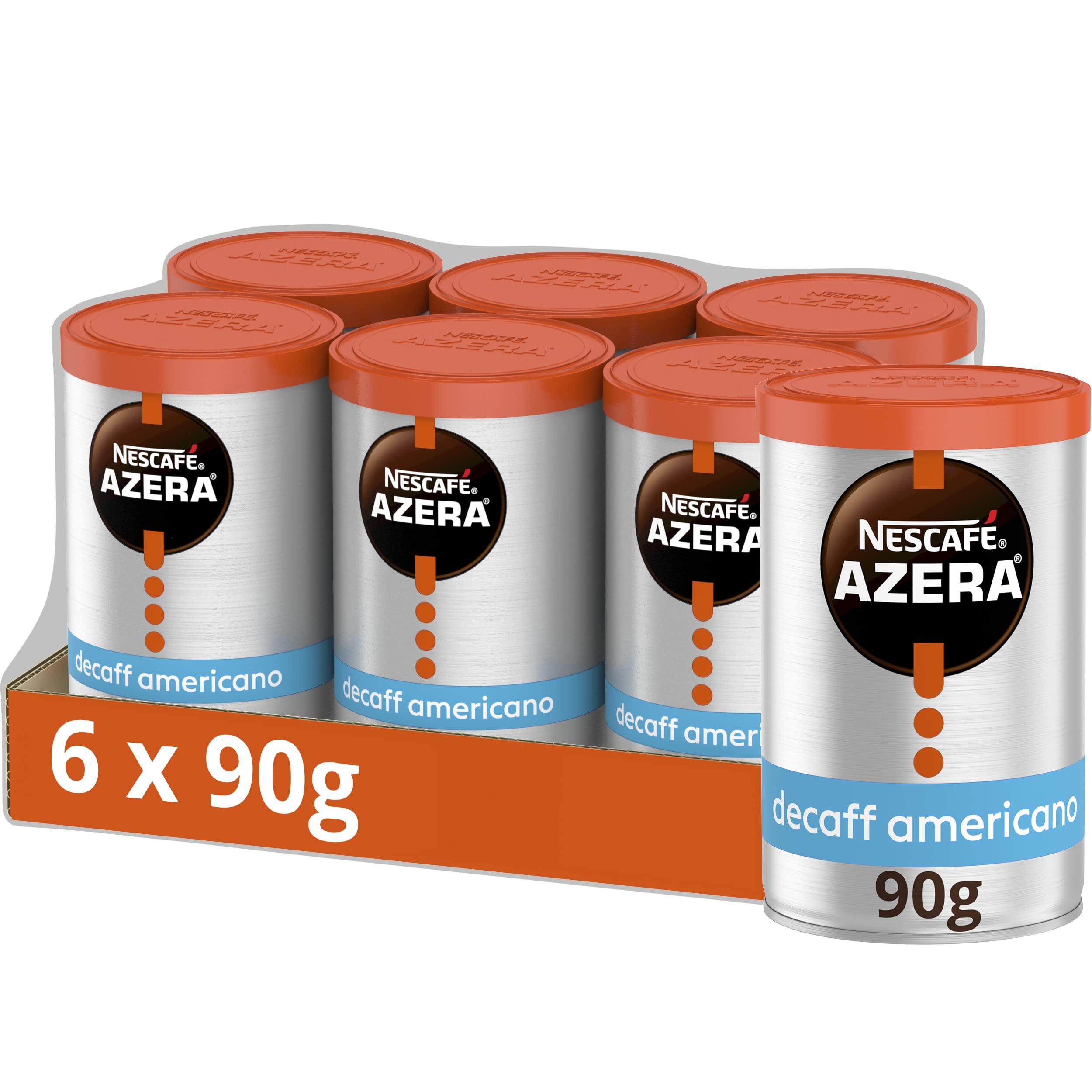 NESCAF Nescafe Azera Americano Instant Coffee 140g (Pack of 6) & Nescafe Azera Americano Decaff Instant Coffee 90g