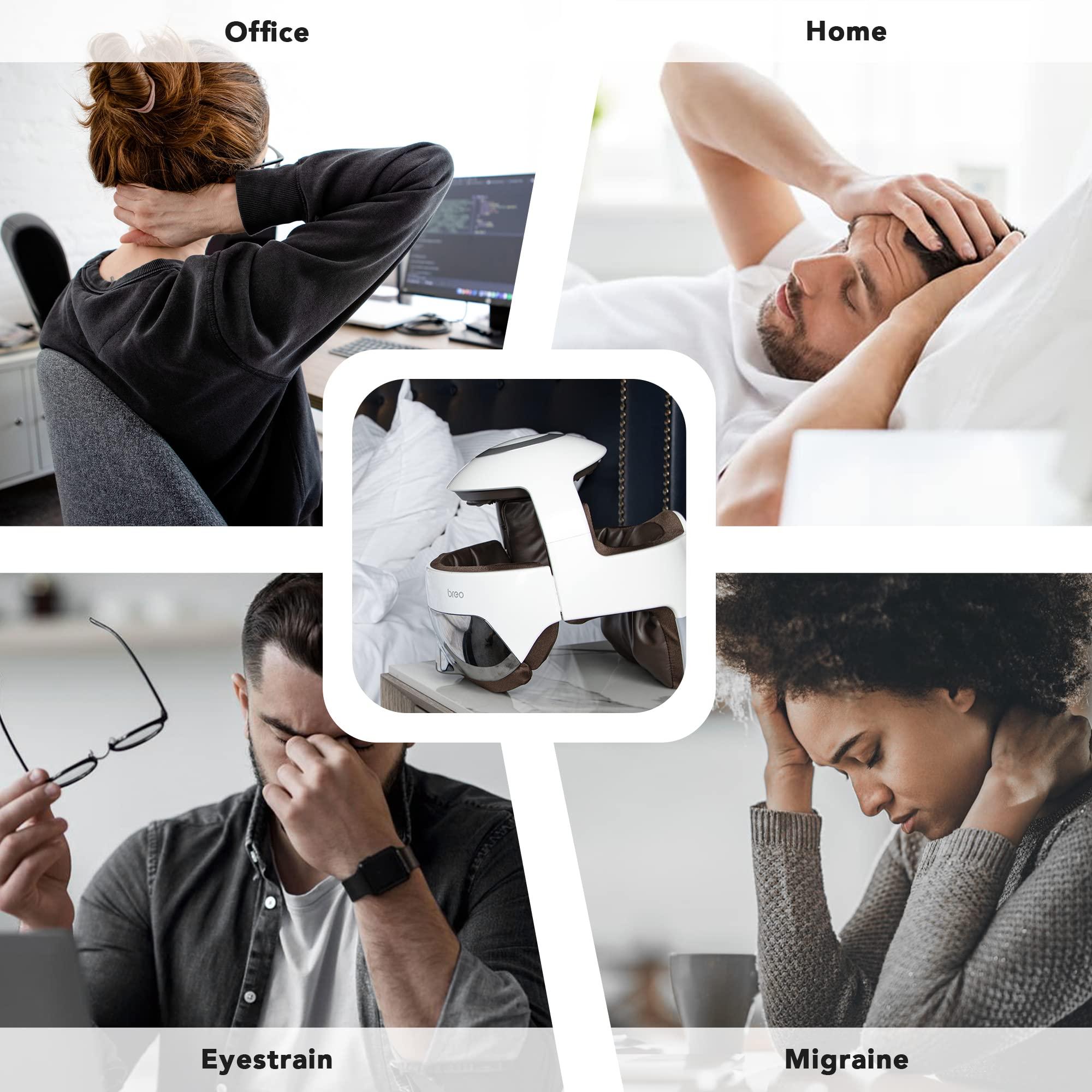 breo Breo iDream5s Electric Head Massager, Eye & Neck Massage Helmet with Heat, Kneading, Air Compression, APP Control Scratcher for Headache, Stress Relief, Deep Sleeping
