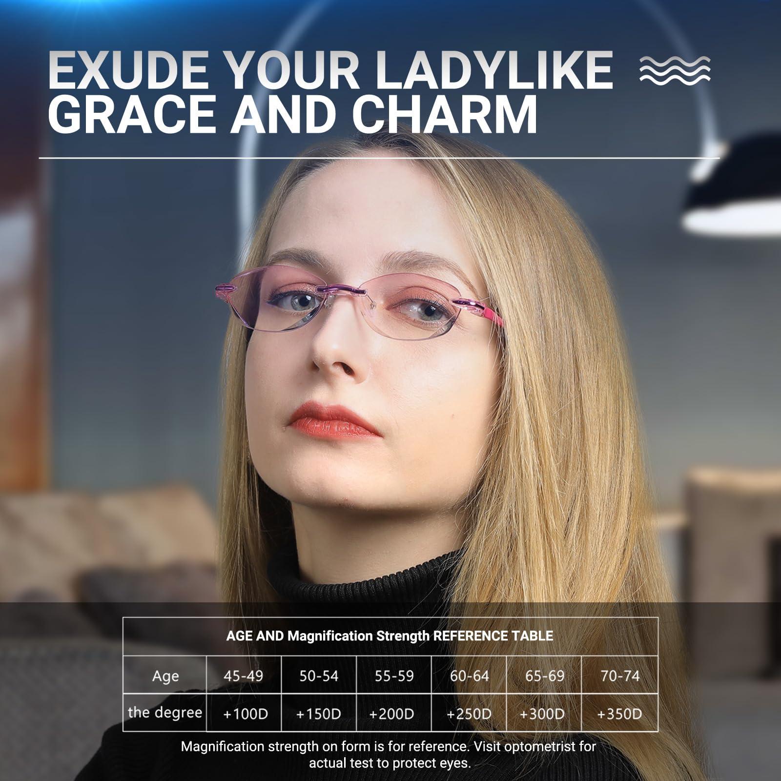 TERAISE TERAISE 4pcs Reading Glasses Fashion Anti-Blue Light Quality Readers Diamond Cutting Design Anti-Fatigue For Women Computer/Cell Phone Reader Glasses(2.5X)