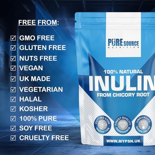 Pure Source Nutrition Inulin Powder High Grade Prebiotic Soluble Fibre Powder - Vegan GMO Free Made in EU from Natural Chicory Root Fructo OligoSaccharide FOC by Pure Source Nutrition (250g)