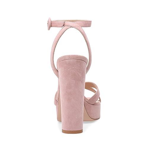 WOkismD WOkismD Womens Open Toe Platform Heeled Sandals Chunky Heel Ankle Strap High Heel Pumps slingback Wedding Party Comfy Block Heels Dress Shoes,Pink,46