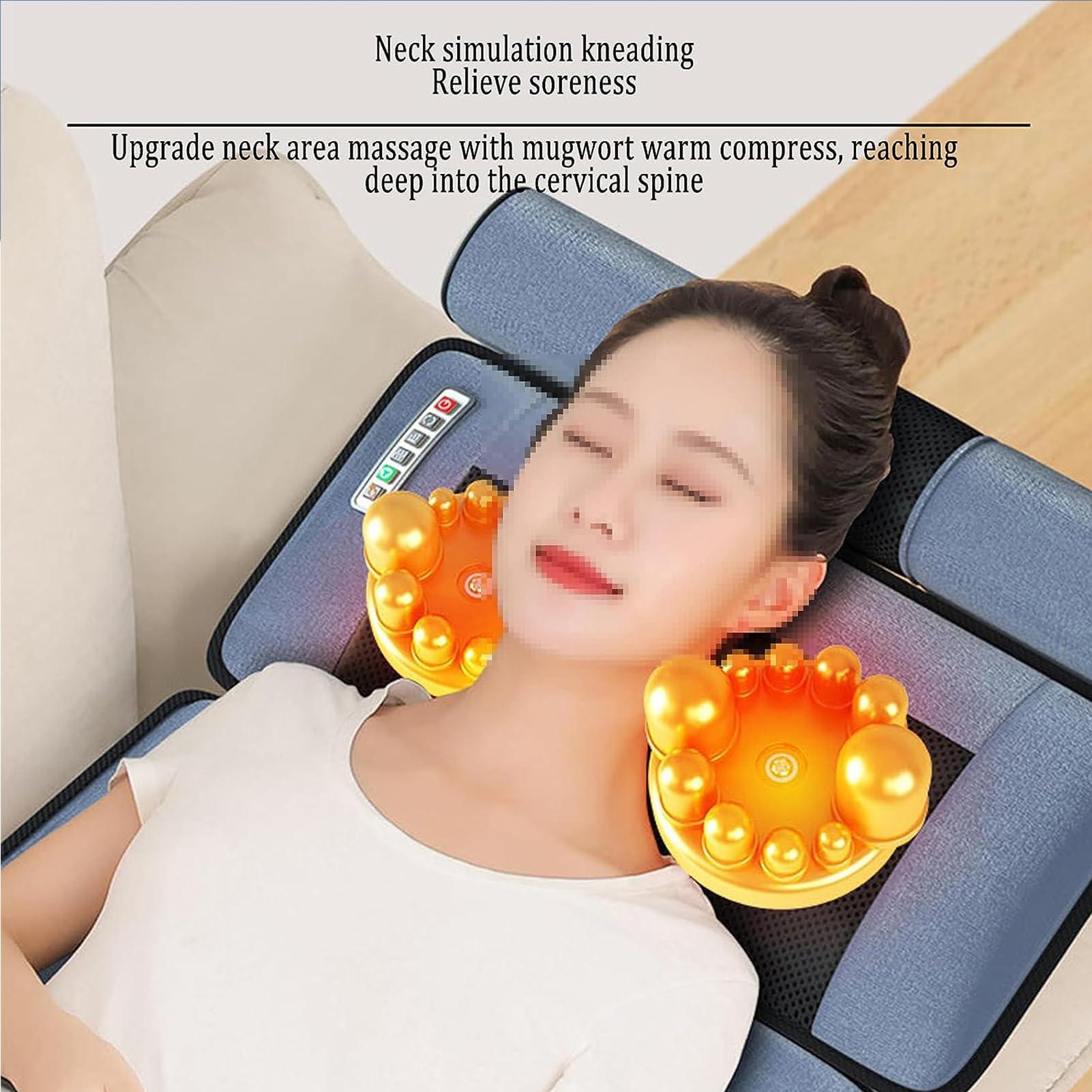 FreshCart Basics Massage Mat with Heat Pad,Full Body Massage Bed with Shiatsu Neck Massage Pillow,10 Vibrating Motors Massagers for Neck & Back Massage Cushion H(Grey Flannel)