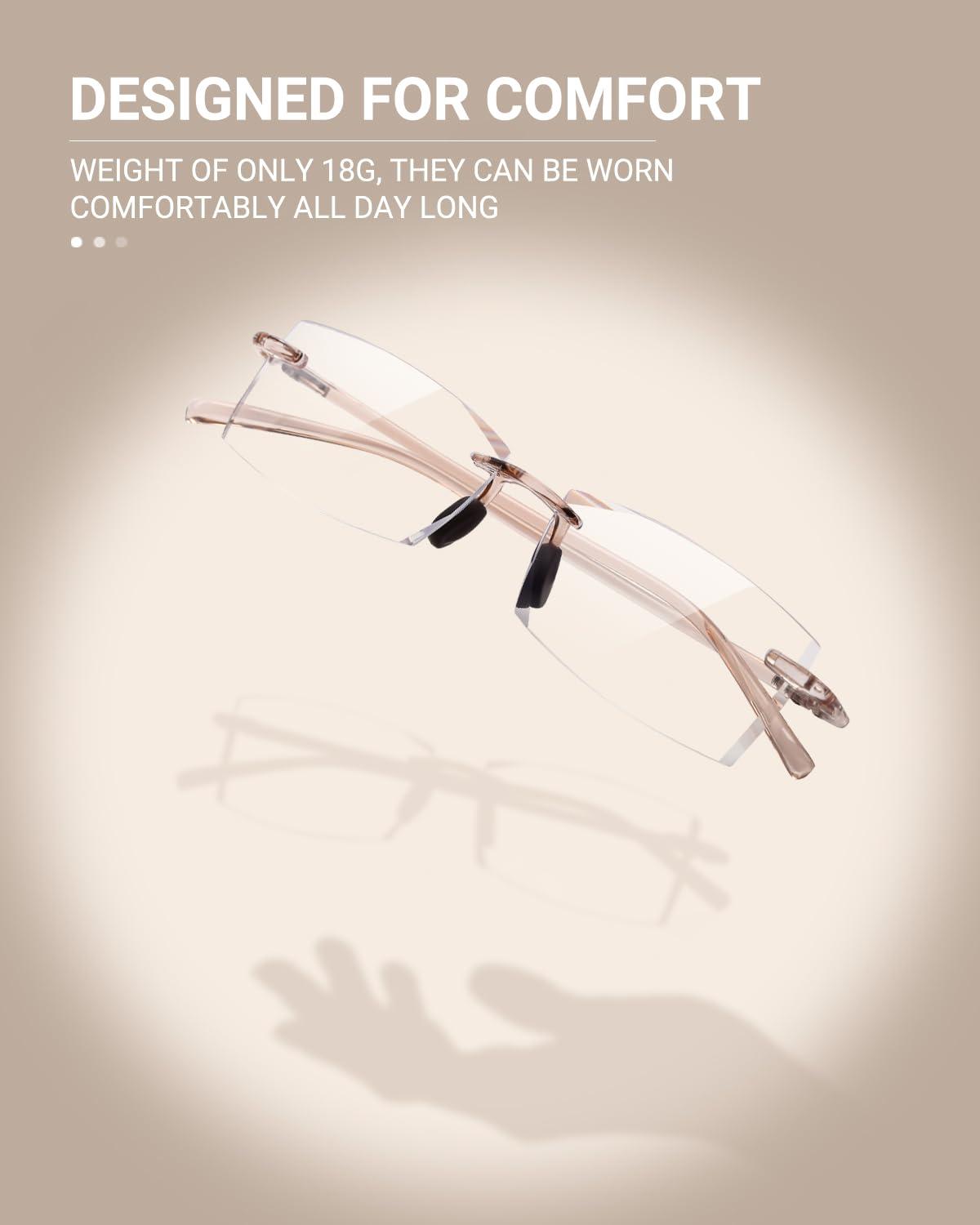 TERAISE TERAISE Rimless Reading Glasses Comfortable Lightweight Frameless Reader Men Women Blue Light Blocking Computer Eyeglasses(1.5X)