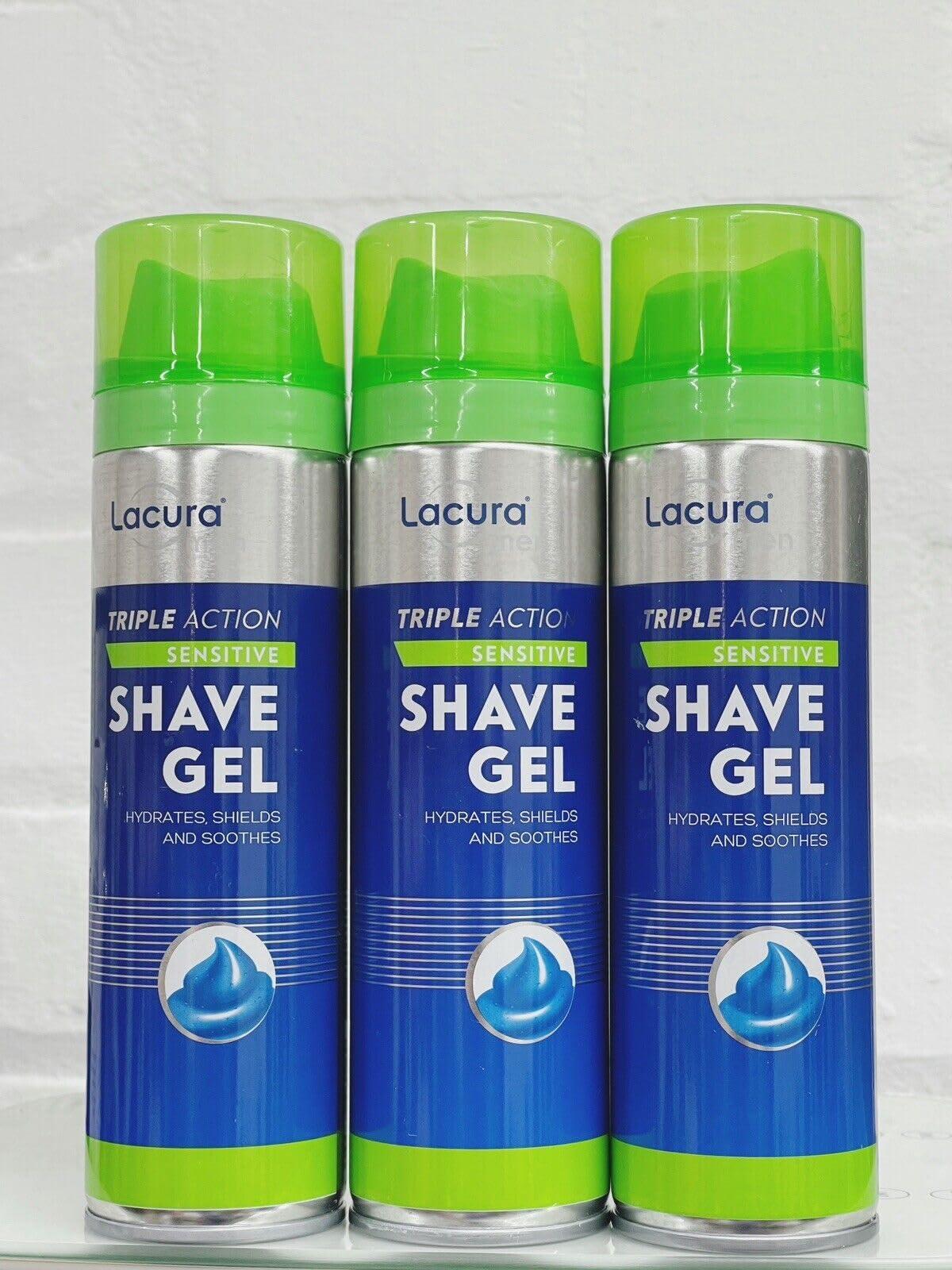 Aldi Lacura - Triple Action For Men Sensitive Shave Gel | 200mL [3 PACK]