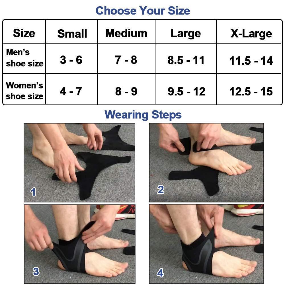 seaNpem Ankle Support Brace, Adjustable Ankle StrainProtectors Strap, Against Sprains Arthritis Compression Wrap Stabilizer, Pain Relief Foot Sleeve for Running Basketball Soccer Sports Injuries Recovery (L)