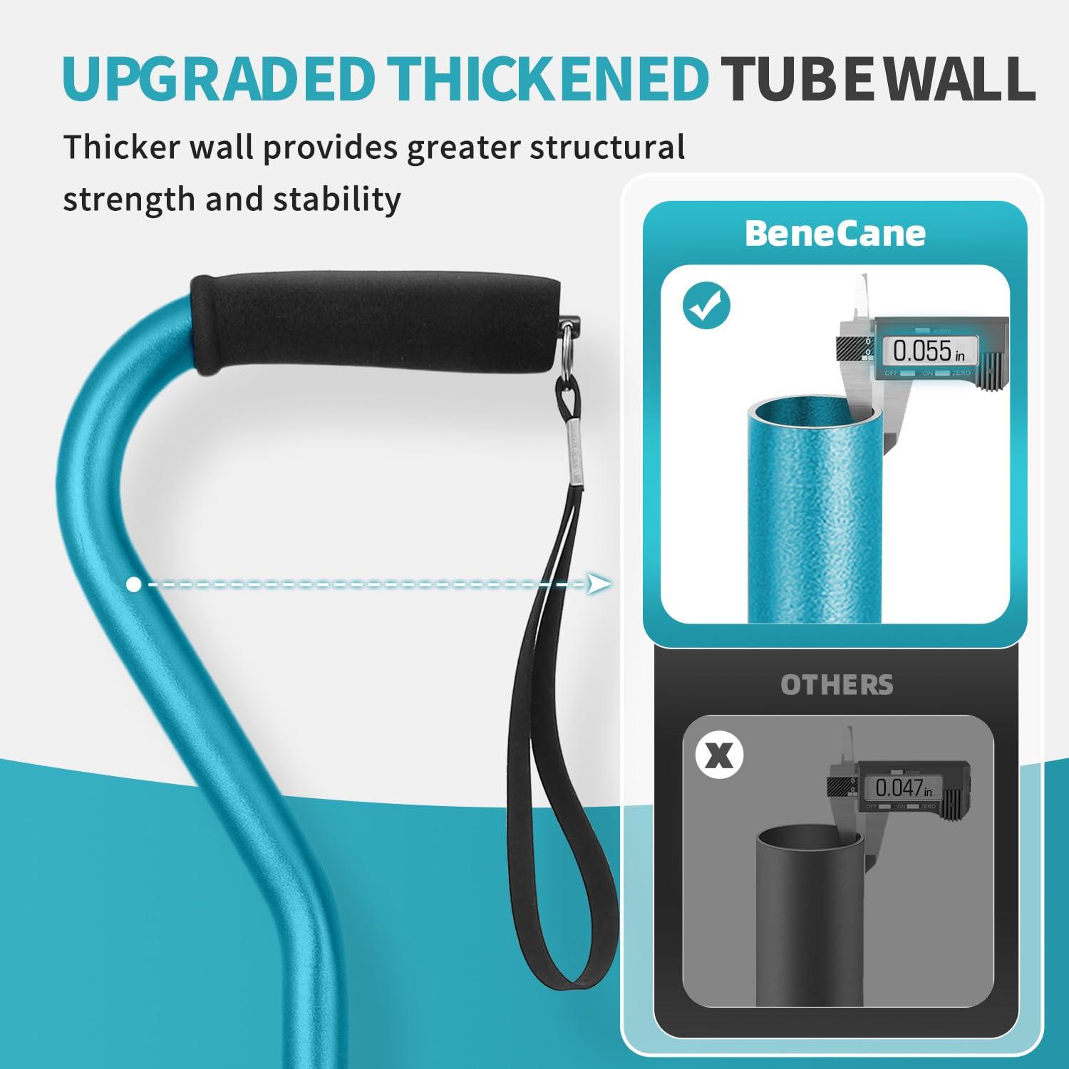 BeneCane BeneCane Walking Cane for Men & Women Adjustable Cane with Offset Soft Cushioned Handle -Portable Lightweight Sturdy Mobility Walker Aid for Elderly, Seniors Collapsible Cane