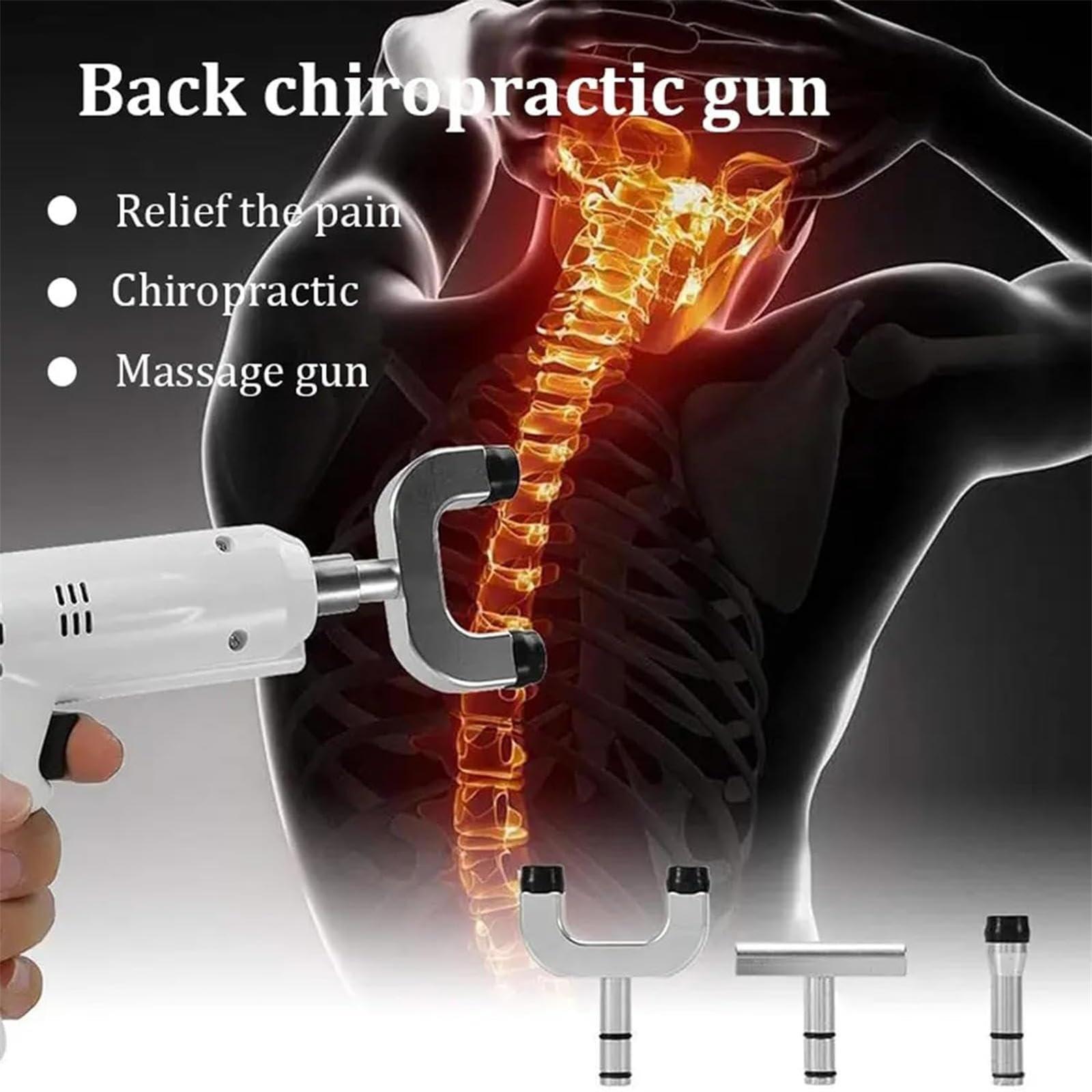 HEAXIY Chiropractic Adjusting Tool, Electric Chiropractic Adjustin Gun with 4 Heads & 3 Level Speed, Spine Activator Massager for Improve Joint Pain