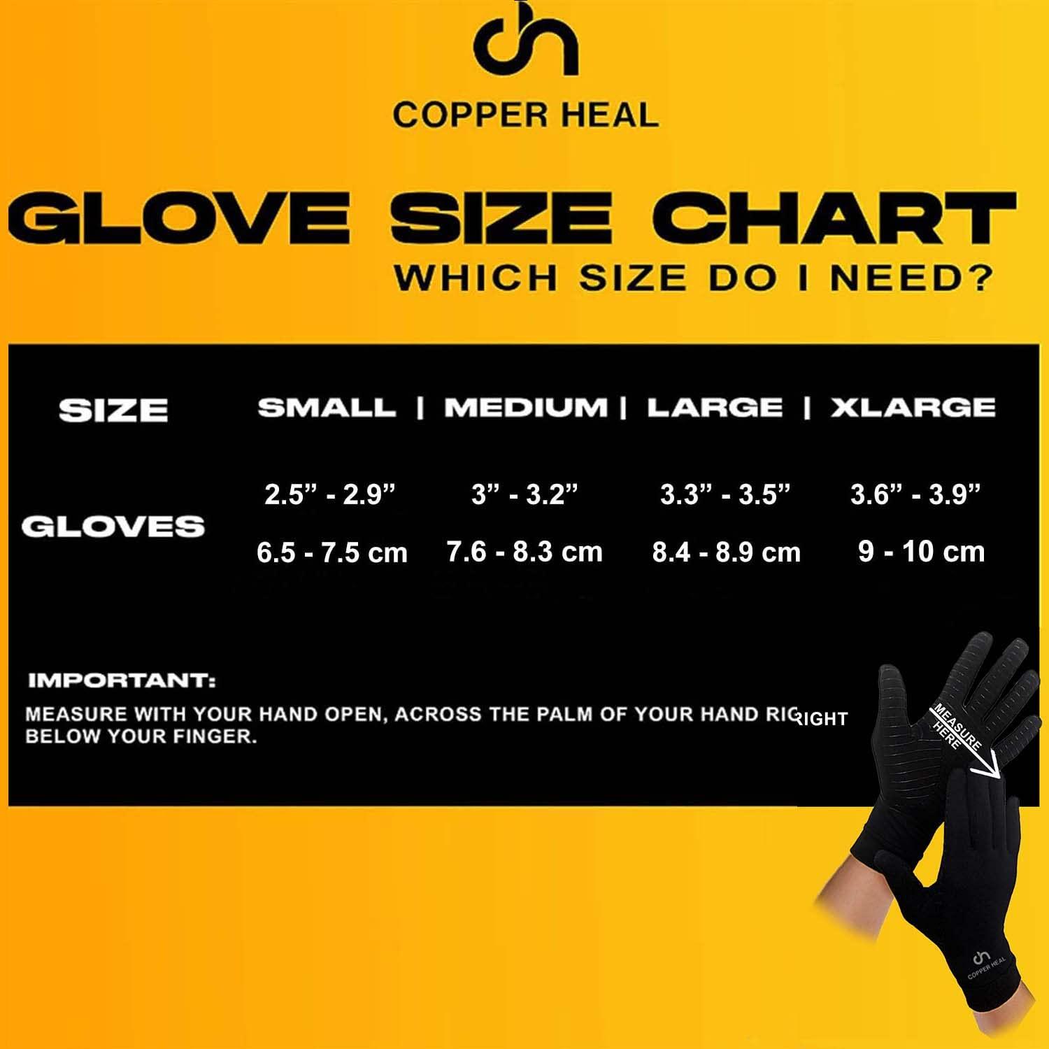 COPPER HEAL COPPER HEAL Arthritis Compression FULL Hand Gloves - Best Copper Glove for Rheumatoid Arthritis, Carpal Tunnel, RSI Osteoarthritis & Tendonitis Full Hand Fingers