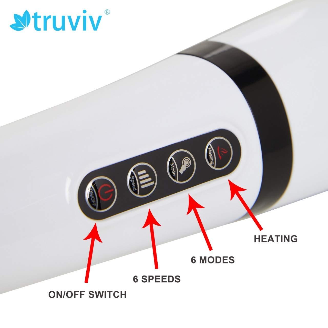 TRUVIV TRUVIV TRU Wave Percussion Handheld Massager with Heat, Deep Tissue Massager for Neck Shoulder Waist Leg Foot Back Pain Relief, Massager for Full Body