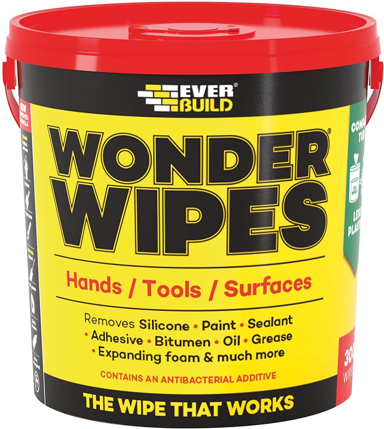 Everbuild 3 x Everbuild Wonder Wipes Giant 300 Tub GIANTWIPE Multi Purpose Hand Cleaning
