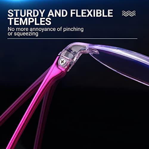 TERAISE TERAISE 4pcs Reading Glasses Fashion Anti-Blue Light Quality Readers Diamond Cutting Design Anti-Fatigue For Women Computer/Cell Phone Reader Glasses(2.5X)