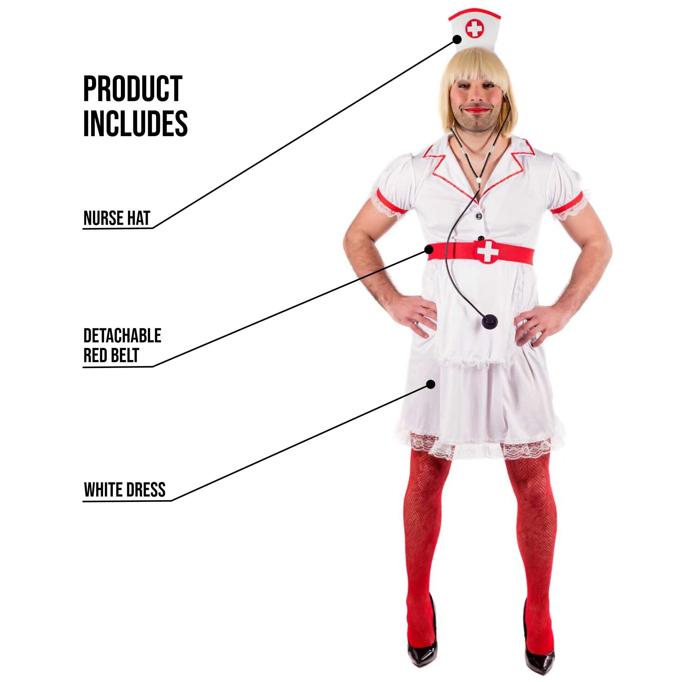 Fun Shack Fun Shack Male Nurse Costume - Stag Do Outfit for Men - Naughty Nurse Fancy Dress Costume - Party Dress Up, X-Large