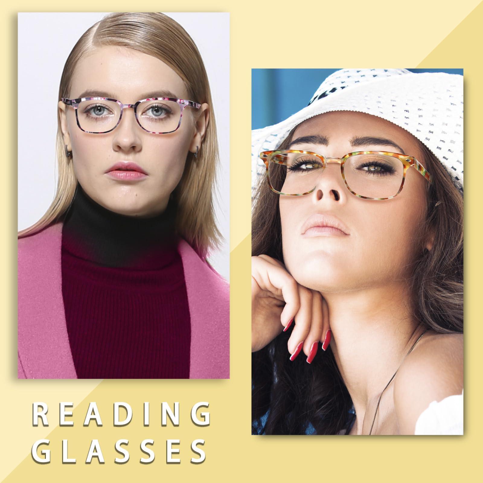 Kerecsen Kerecsen 6 Pack Reading Glasses for Women and Men Blue Light Blocking, Spring Hinge Lightweight Anti Glare Computer Readers (6 Mix Color-1, 0.75, x)