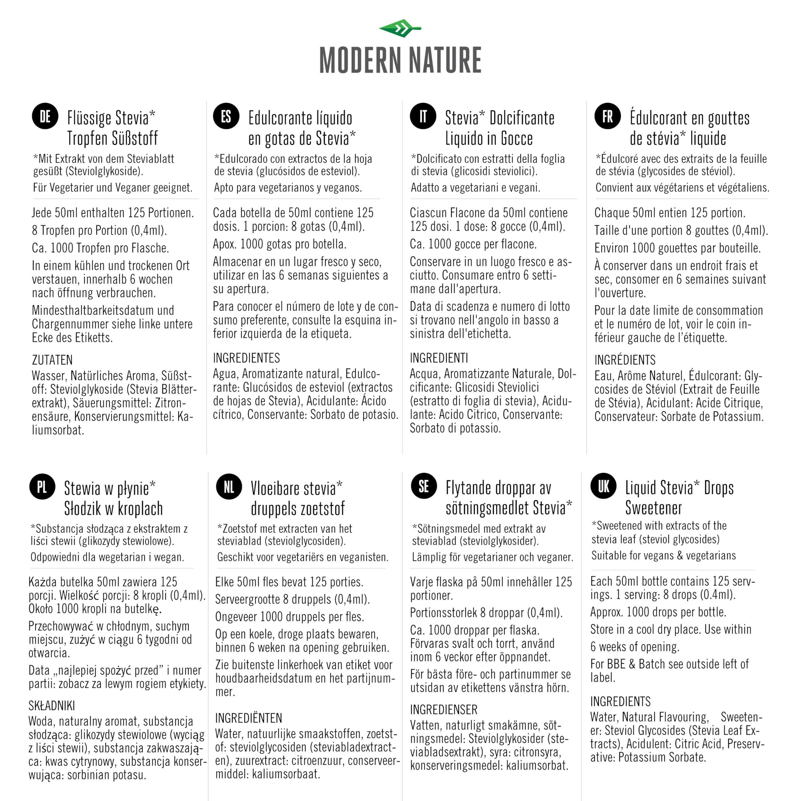 Modern Nature Modern Nature Salted Caramel Flavour Drops - Liquid Stevia Drops Sweetner - Zero Calorie Sugar Free Coffee Syrup Alternative For Flavoured Coffee, Protein Powder, Yoghurt, Tea Keto Sweetener 50ml