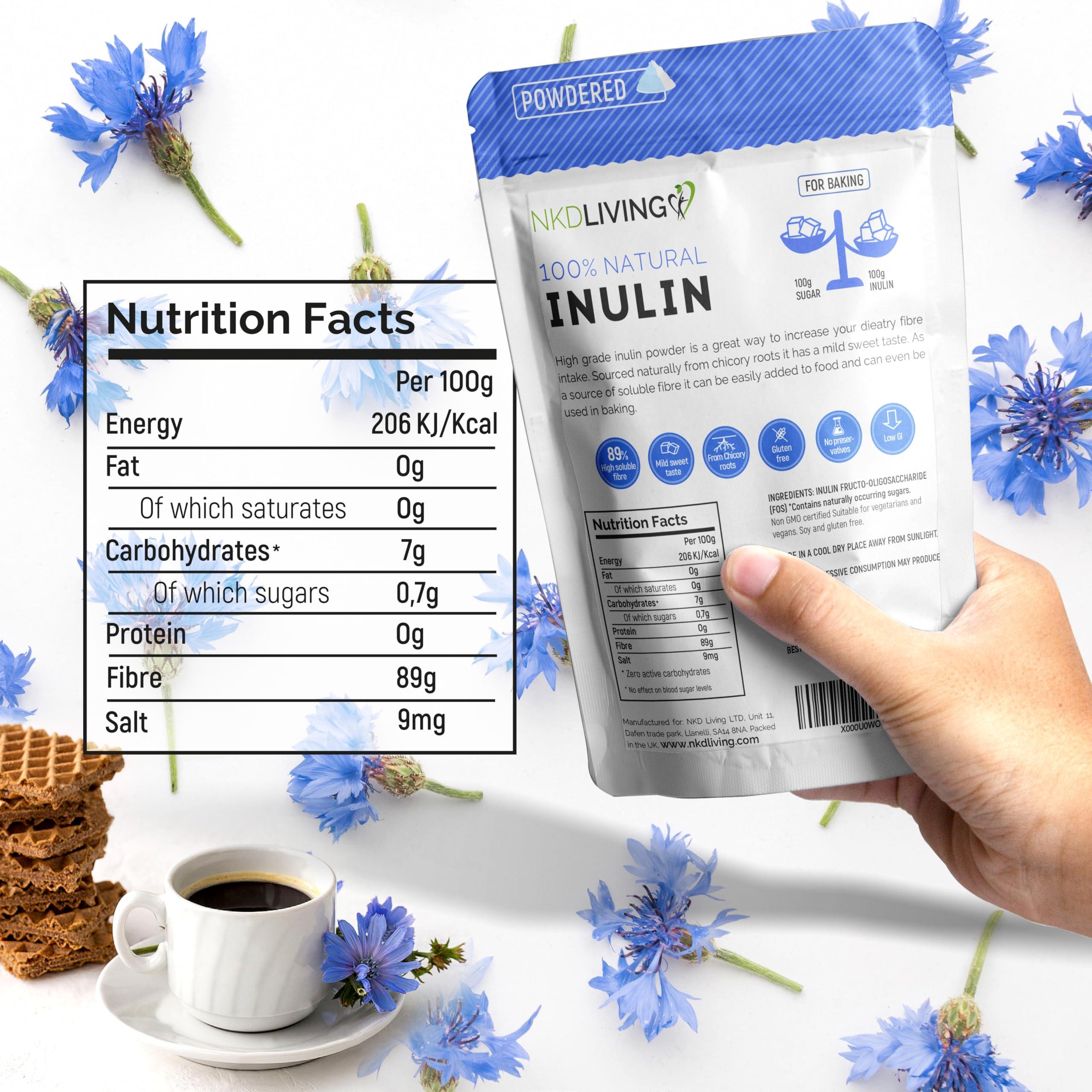 NKD Living NKD Living Inulin High Grade Prebiotic Fibre Powder (1 Kg) - Manufactured in The EU - Fibre Prebiotic Supplement