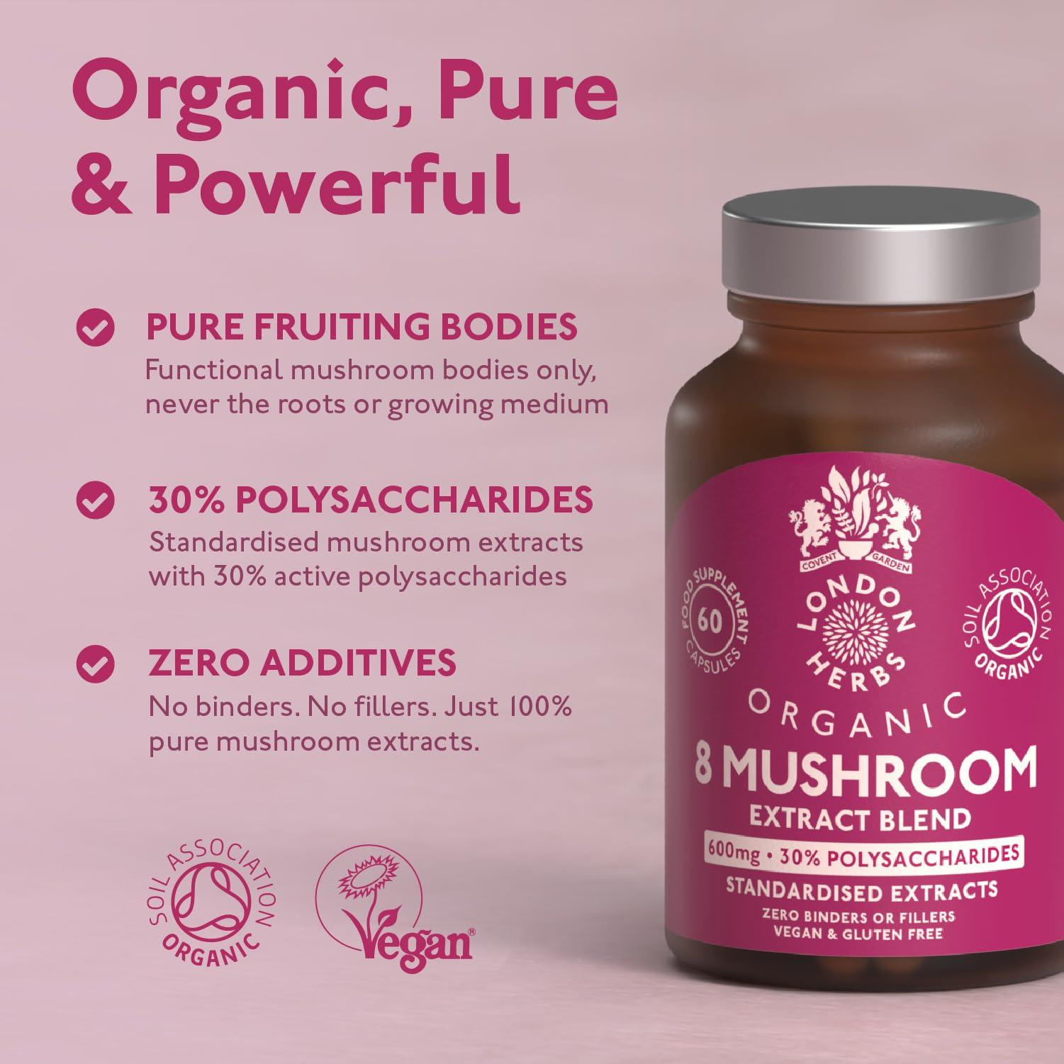 London Herbs 8 Mushroom Complex Organic Extracts 60ct