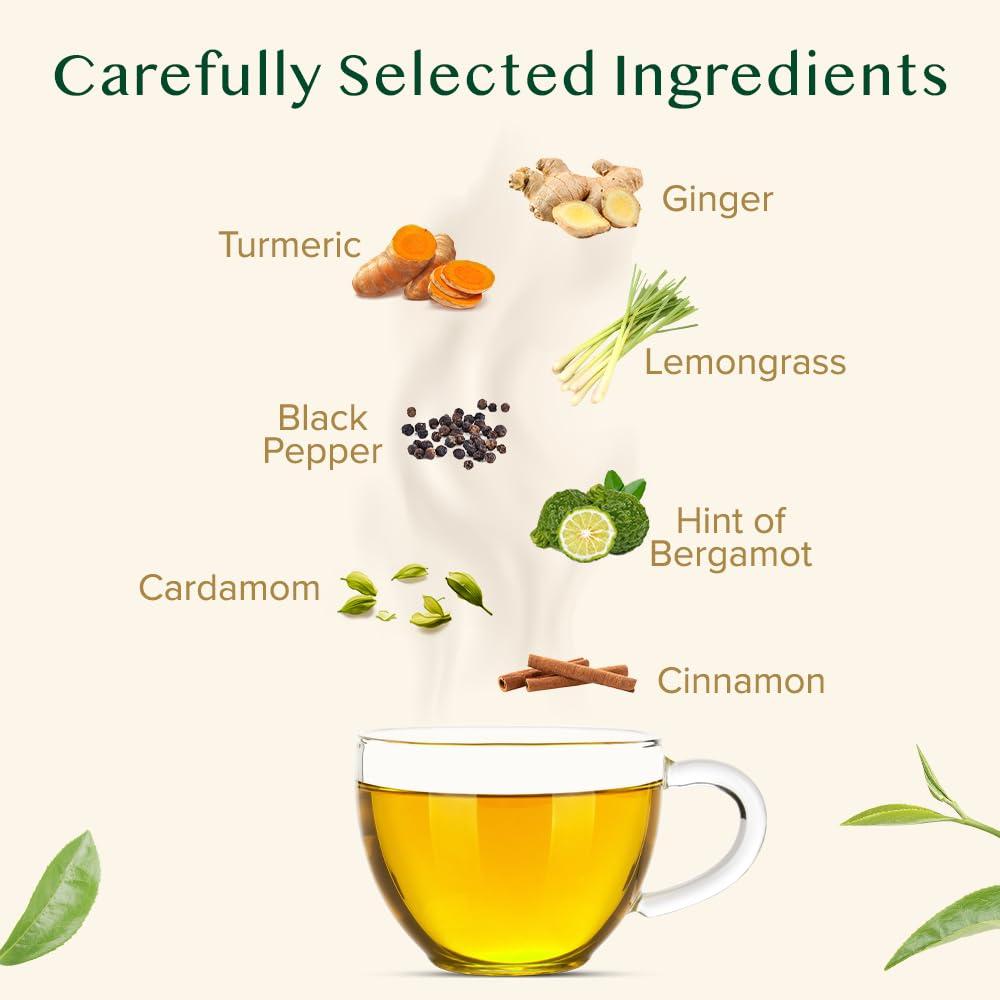 VAHDAM VAHDAM, Turmeric Spice Herbal Tea Bags (100 Pyramid Tea Bags) Caffeine Free | Non GMO, Gluten Free | 100% Pure Herbal Tisane - Savory & Spicy | Whole Loose-Leaf Tea Bags | Resealable Ziplock Pouch