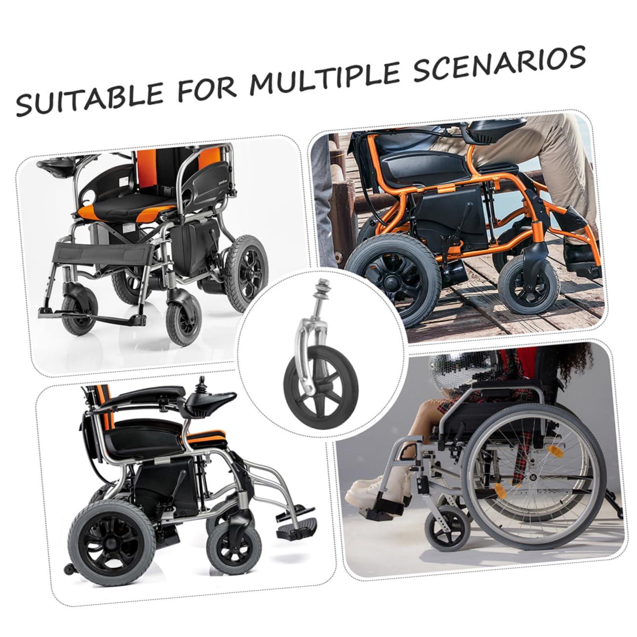 FRCOLOR FRCOLOR Wheelchair Wheel Assembly 15cm Diameter Castor Wheels Soft Rubber Replacement Parts Easy to Install for Wheelchair