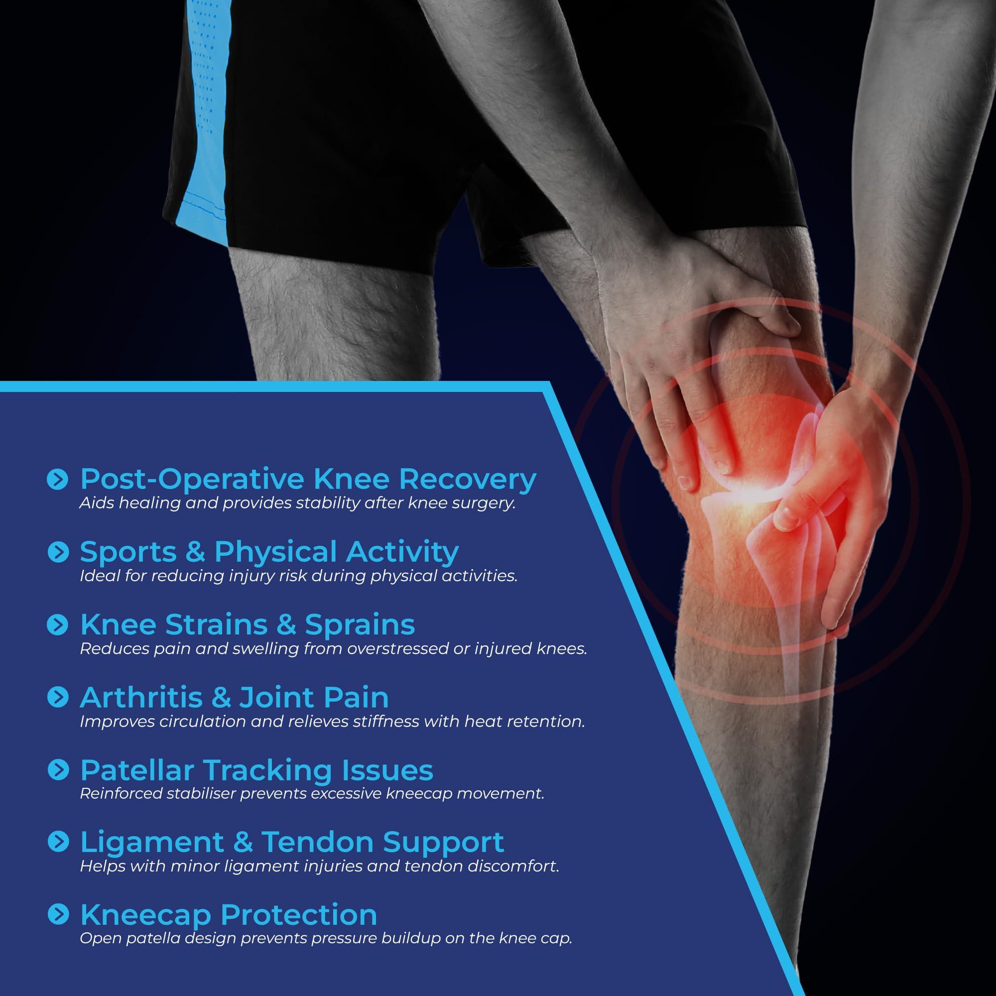 LP SUPPORT LP Open Patella Knee Support, Neoprene Knee Support - Arthritis Pain Relief, Knee Compression Support & Sports Injury Rehabilitation. Blue, XX-Large