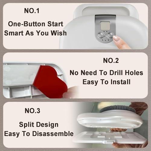 HMHOOXU HMHOOXU Electric Back Bath Brush, Wall Mounted Back Scrubber, Shower Back Scrubber with 360 Automatic Rota-Tion, 2-Speed Adjustment, 18CM Large Brush Head, for Shower, Deep Cleansing.