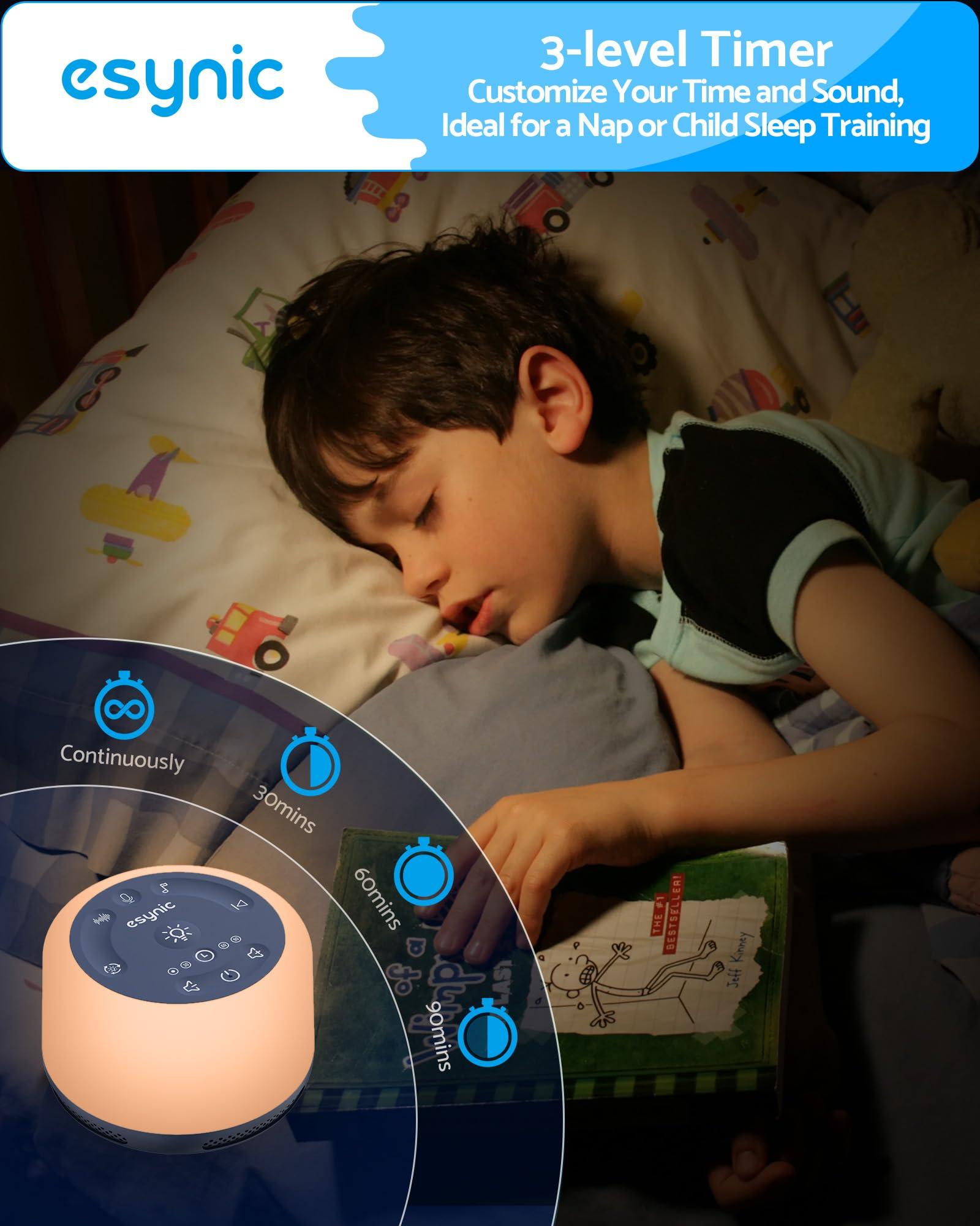 eSynic eSynic Upgraded Version White Noise Machine for Baby Rechargeable Sleep Sound Machine Support 7 Night Lights/30 Sounds/Recording Function/Backlit Buttons/Bluetooth/for Deep Restful Sleep