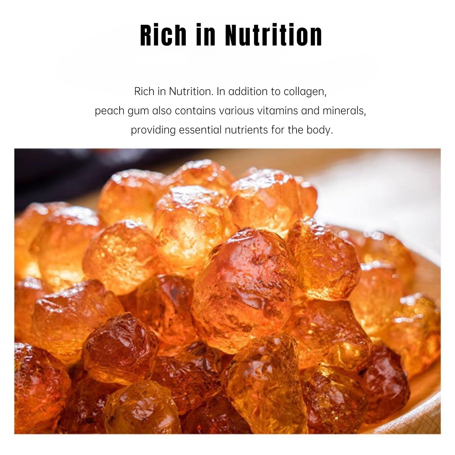 HQZMCTE HQZMCTE Nature Sweeter Dried Edible Peach Tree Gum TaoJiao Food Grade Bulk Dry Peach Gum Pure (1000g)