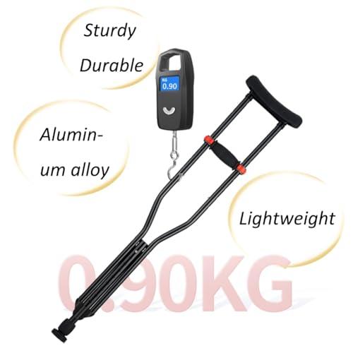 FreshCart Basics Aluminum Foldable Underarm Crutches, with Hand Grips & Rubber Tips Walking Aid, Folding Portable Walking Crutches