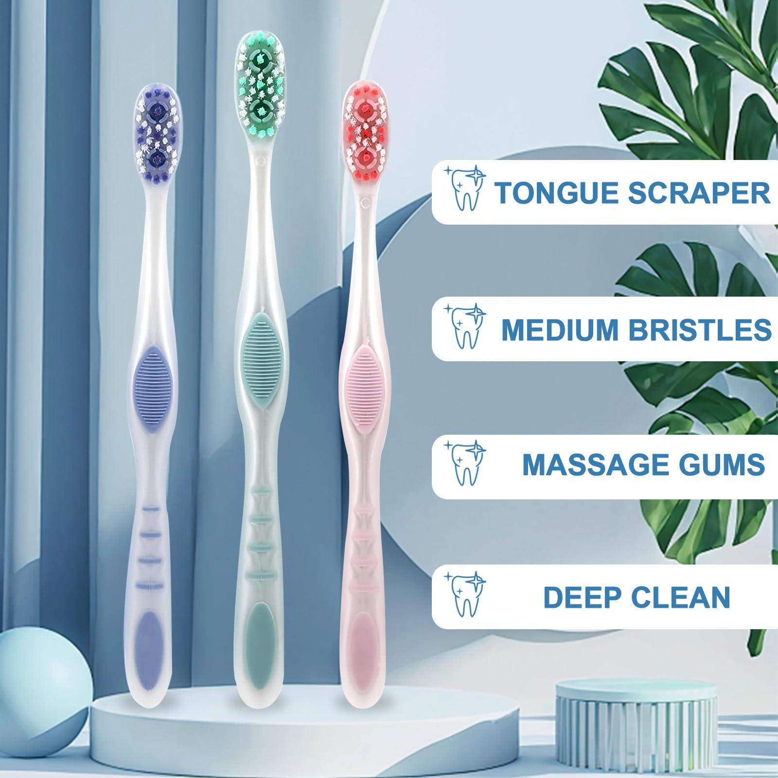 DR.BRIGHT DR.BRIGHT Adults Manual Toothbrush,Tongue Cleanser, Ultra Soft Bristles, Soft Toothbrush for Adults, Non-Slip Brush Handle Toothbrush,Tooth Brush, Assorted Colors, 6 Pack