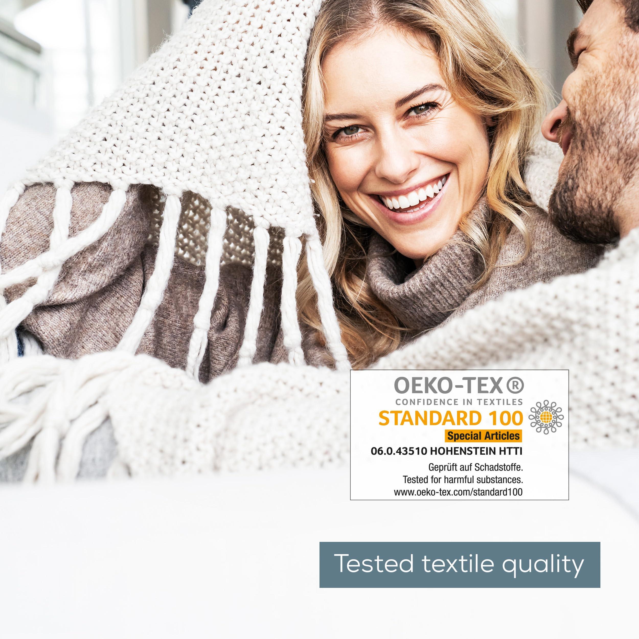 Beurer Beurer HD75 Electric Blanket with 6 Temperature Settings, Soft Heated Throw for Cosy Sofa Nights, Automatic Switch-Off & Safety System, Machine-Washable, Grey, 180 x 130 cm, 100 watts