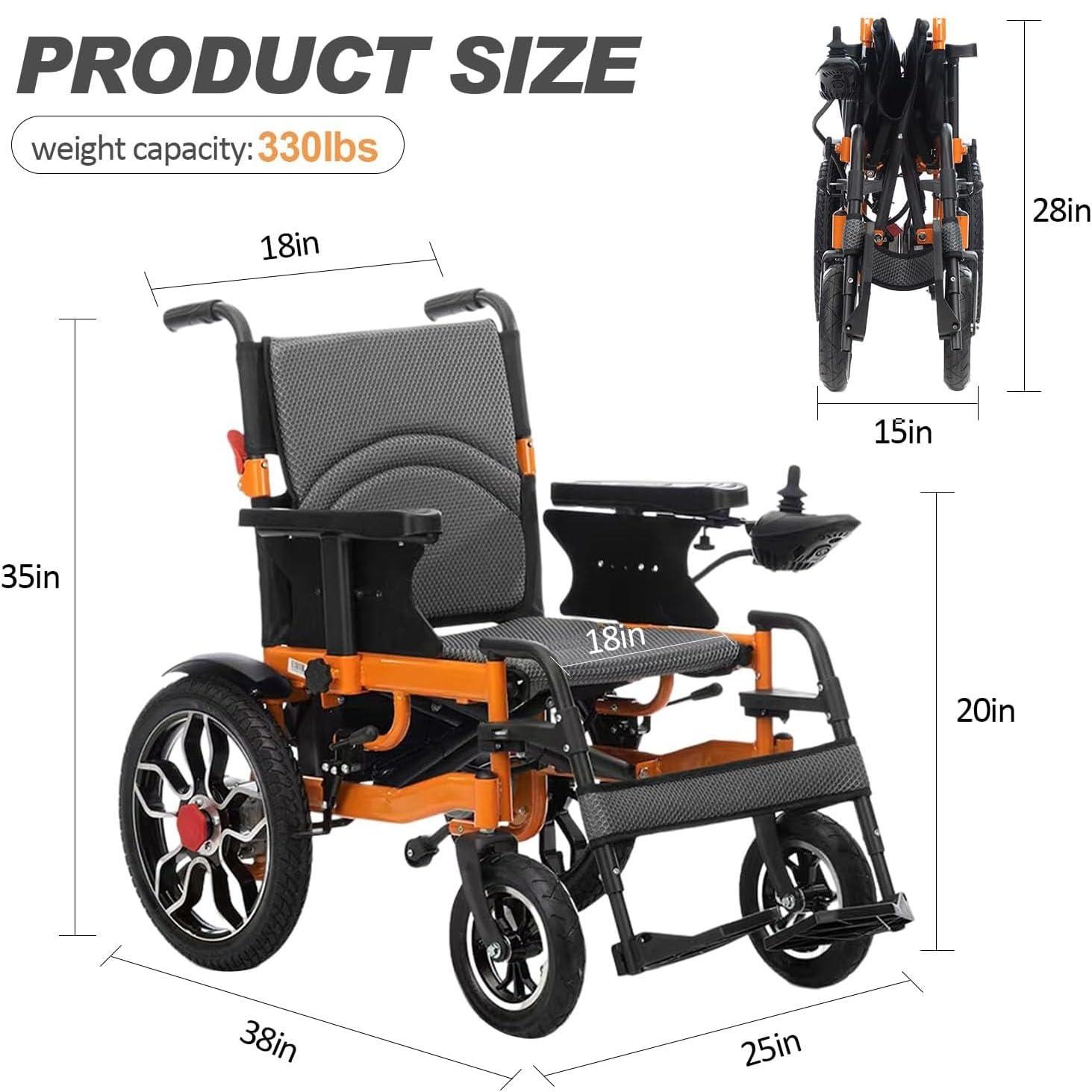WETOBO Lightweight Foldable Electric Wheelchair for Seniors All Terrain Electric Wheelchairs for Adults Powerful Dual Motor Motorized Power Wheelchairs Up to 12 Mile Range 330 lbs Max Load