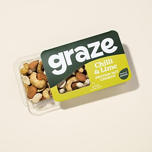 GRAZE Graze Punchy Chilli and Lime Nutty Protein Power - Vegan Snacks, Low calorie snacks - Natural Flavours - Packaging may vary - (9 x 38g Snacks)