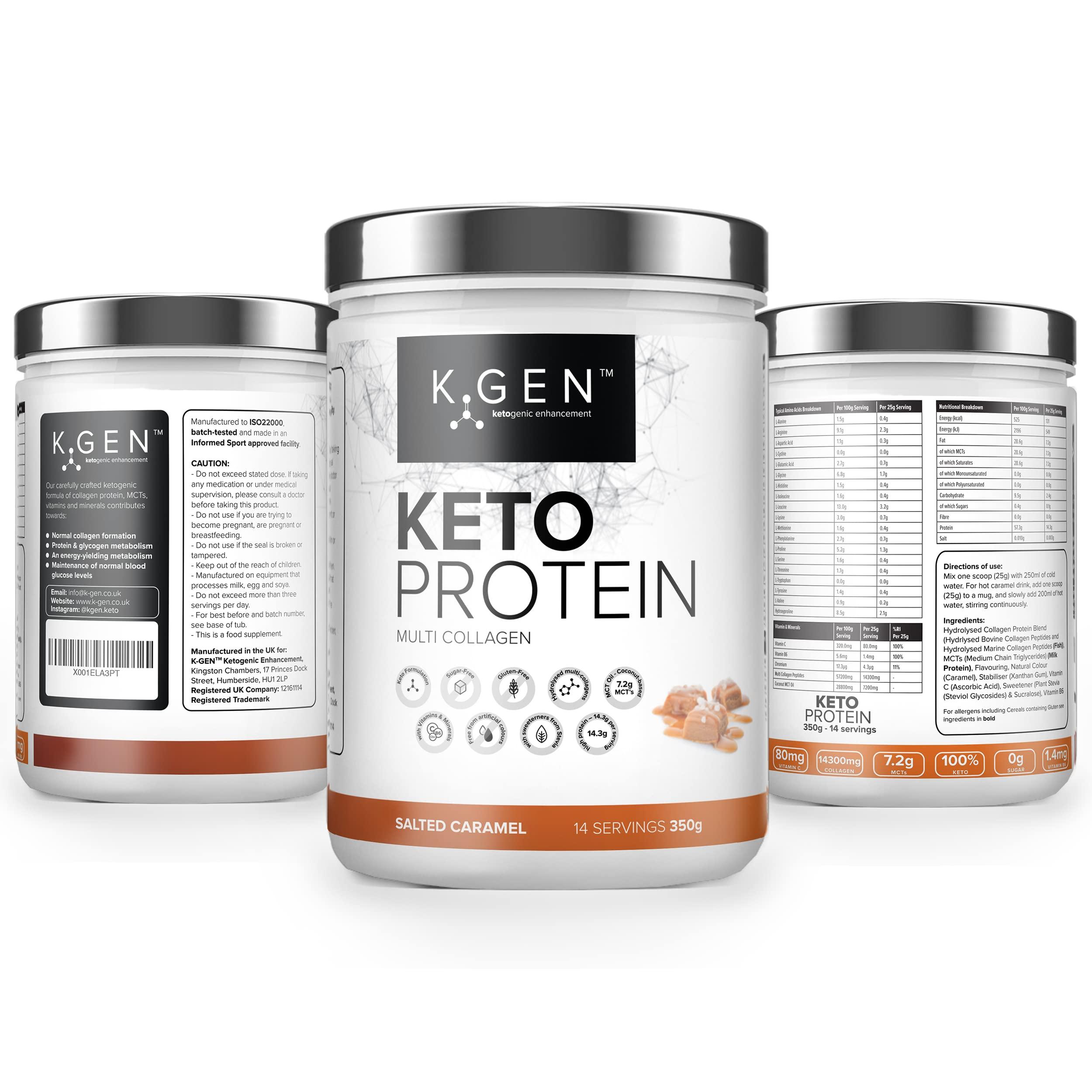 K GEN ketogenic enhancement K-GEN Keto Collagen Protein Powder Natural Multi Collagen Chocolate Blend, Coconut MCT Vitamin C+B6 | UK Made Advanced Ketosis for Keto & Paleo | Low Carb Free-from: Sugar, Whey & Gluten