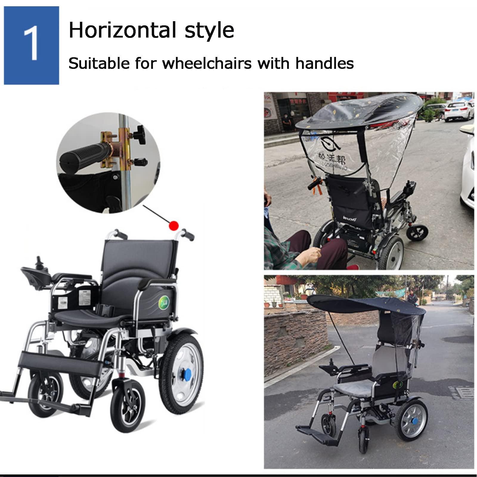 QiuShuiDr Universal Electric Wheelchair Parasol, Adjustable Outdoor Awning Umbrella Holder, UV Resistant Protection, Wheelchair Folding Canopy Umbrella Stand For Most Wheelchairs QiuShuiDr(Summer,Wheelchair wit