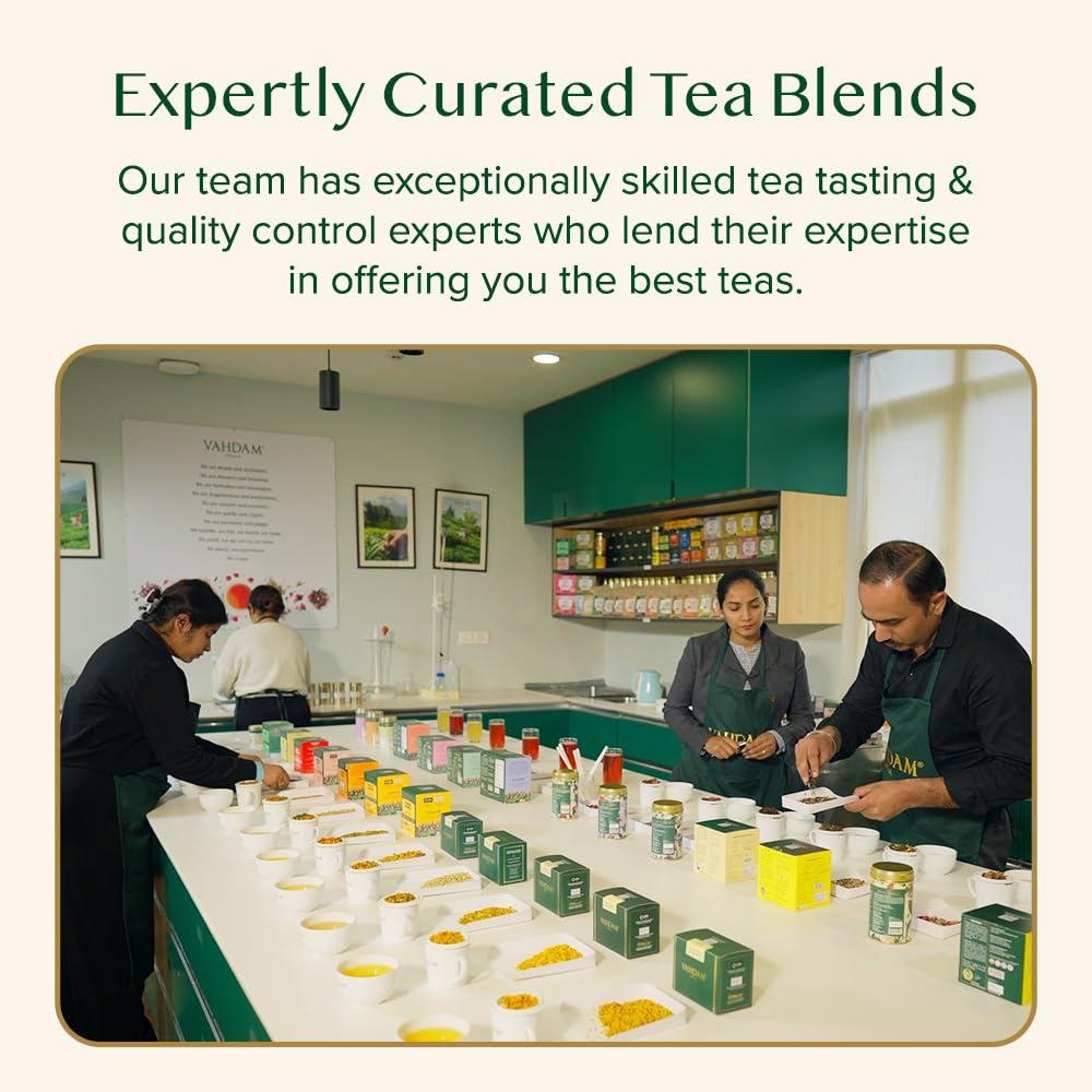 VAHDAM VAHDAM, Turmeric Spice Herbal Tea Bags (100 Pyramid Tea Bags) Caffeine Free | Non GMO, Gluten Free | 100% Pure Herbal Tisane - Savory & Spicy | Whole Loose-Leaf Tea Bags | Resealable Ziplock Pouch