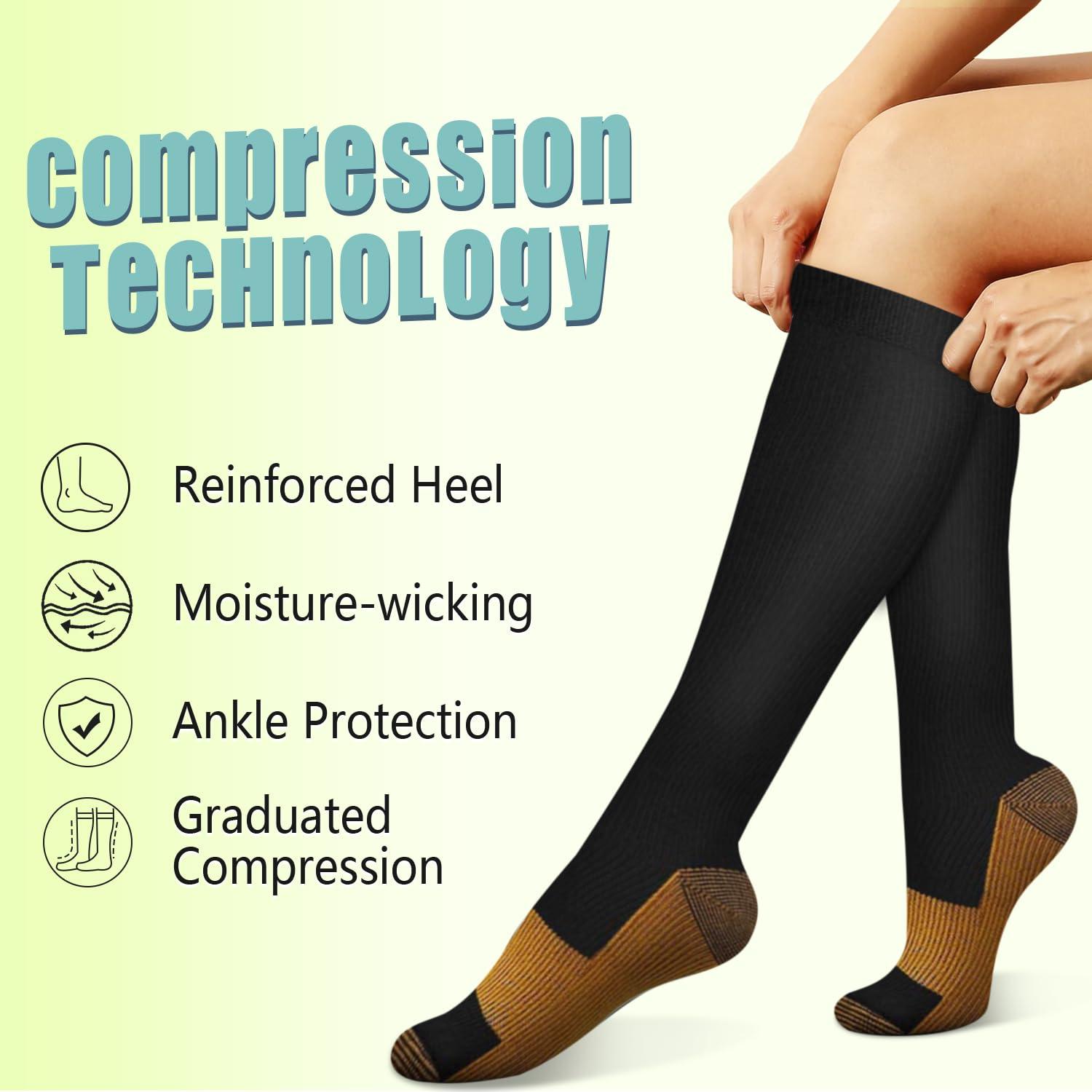 Iseasoo Iseasoo Copper Compression Socks For Men & Women Circulation-Best For Running Hiking Cycling 15-20 mmHg