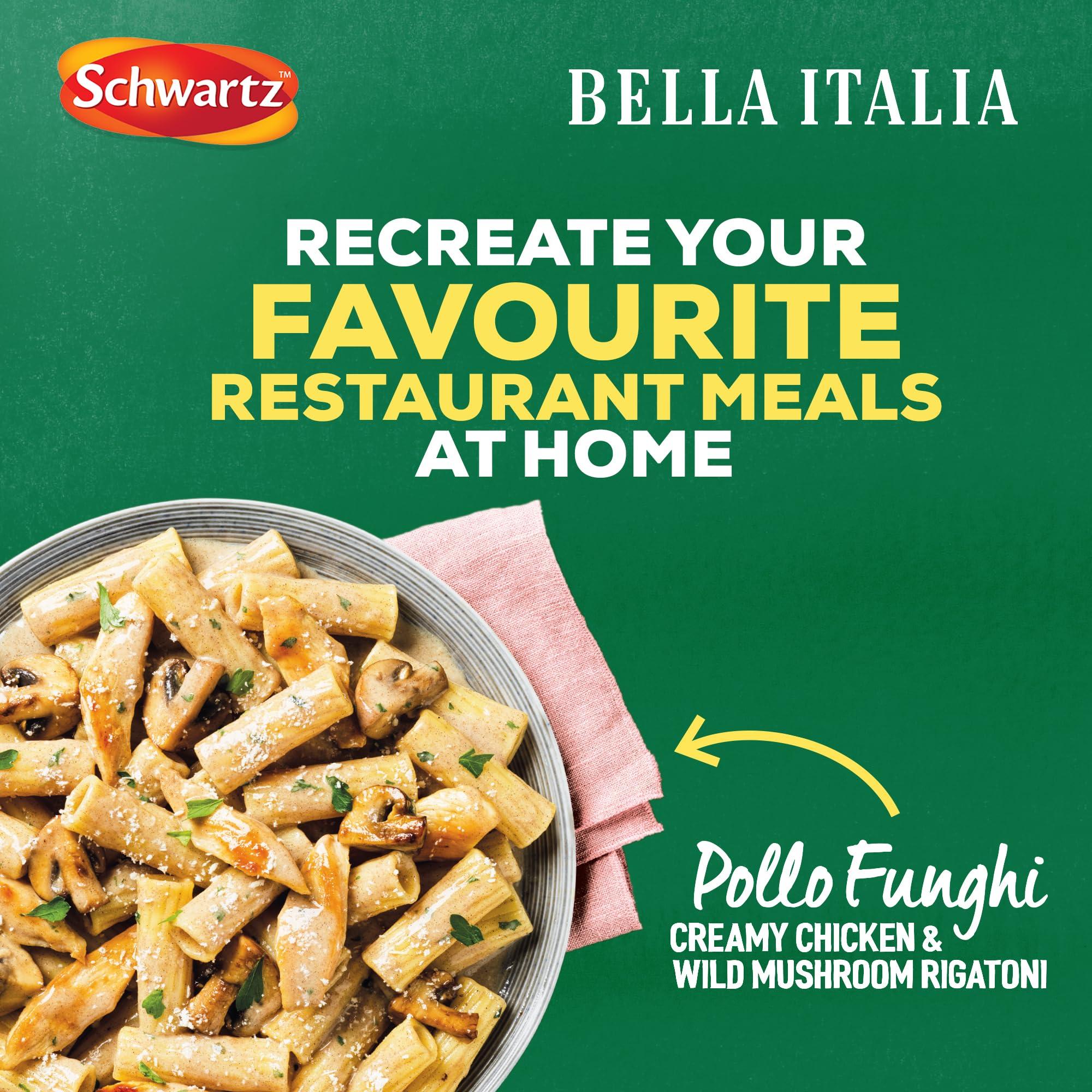 Schwartz Schwartz x Bella Italia Pollo Funghi Creamy Chicken & Wild Mushroom Rigatoni Recipe Mix, 30g