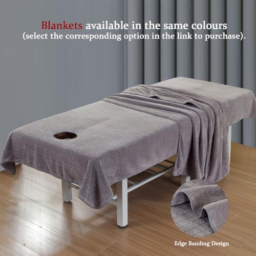Morbuy Morbuy Massage Bed Cover Sheet with Face Hole, Microfibre Beauty Bed CoverSoft Thick Washable SPA Massage Table Face Towel Suitable for Salons SPA and Therapists (Blankets with Hole 200x100cm,Grey)